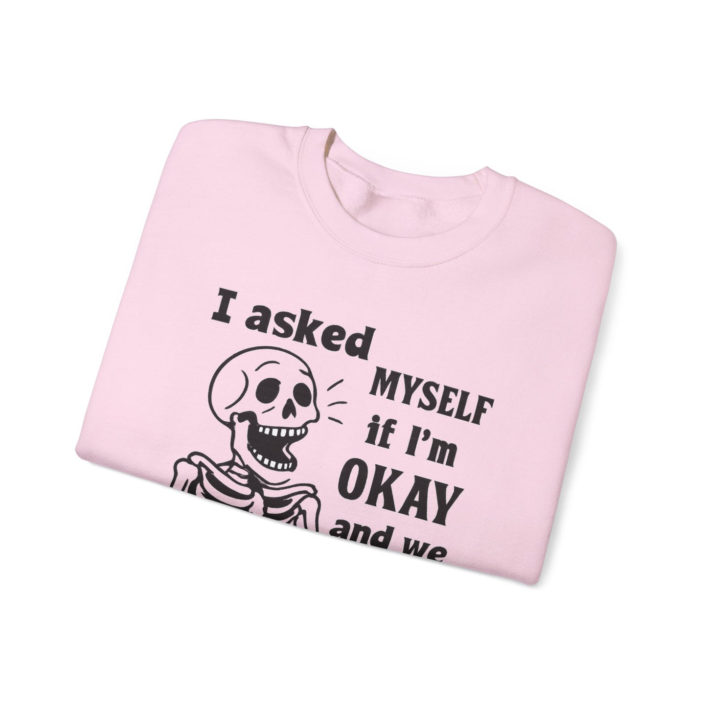Funny Skeleton Sweatshirt, Unisex Crewneck for Comfort, Perfect for Halloween, Casual Wear, Gift for Friends, Cozy Laughs