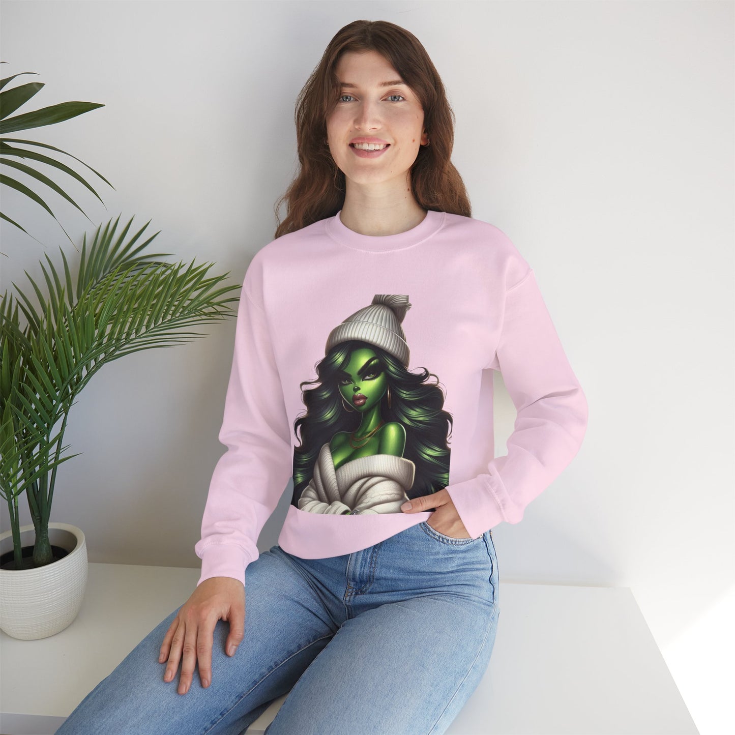 Green Witch Portrait Crewneck Sweatshirt