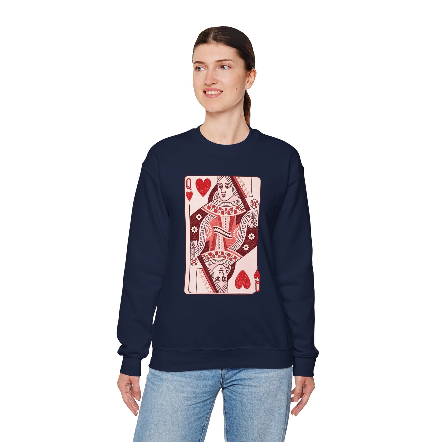 Queen of Hearts Crewneck Sweatshirt – Playing Card Graphic