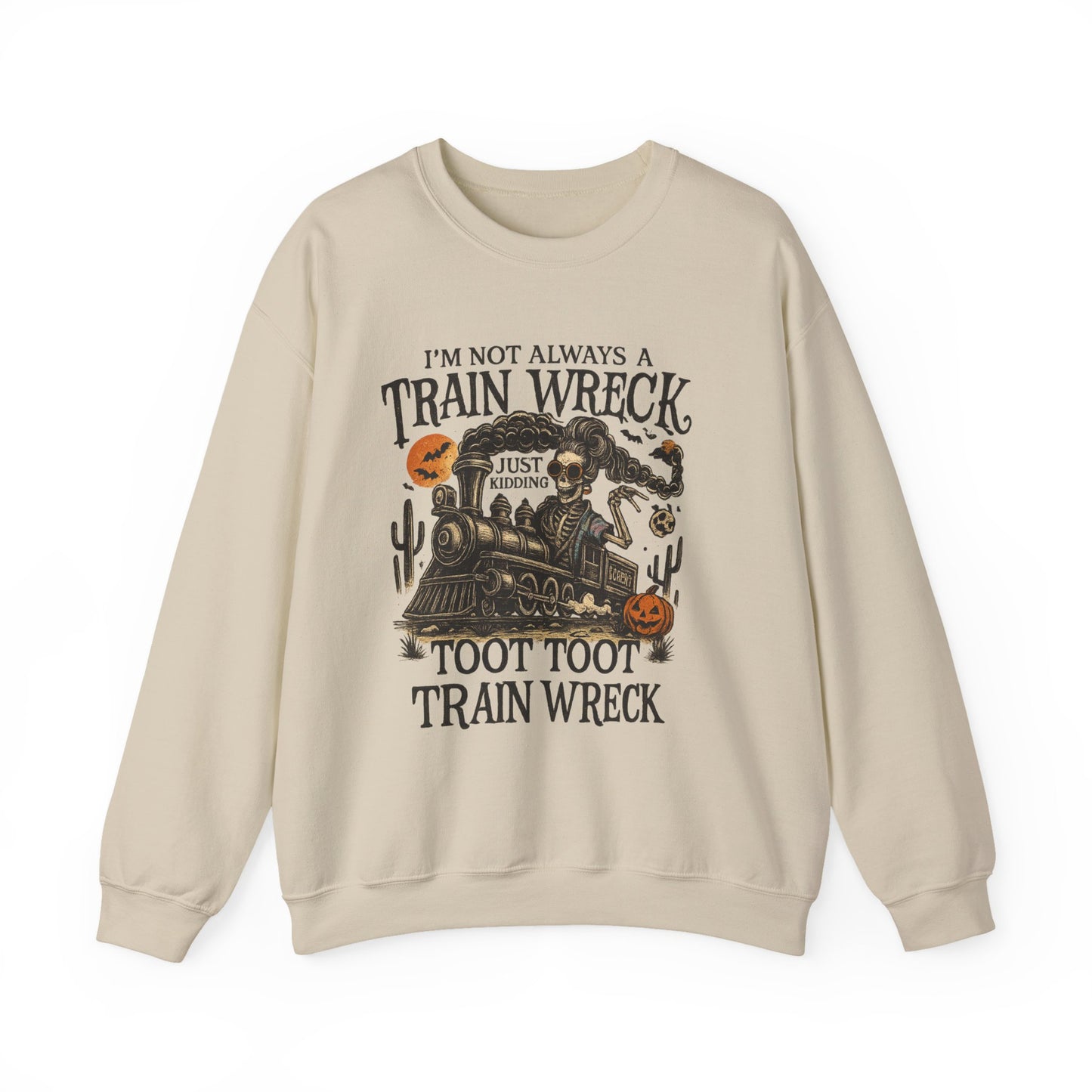 Funny Train Wreck Sweatshirt, Unisex Crewneck Sweatshirt, Halloween Apparel, Gift for Train Lovers, Cozy Fall Outfit