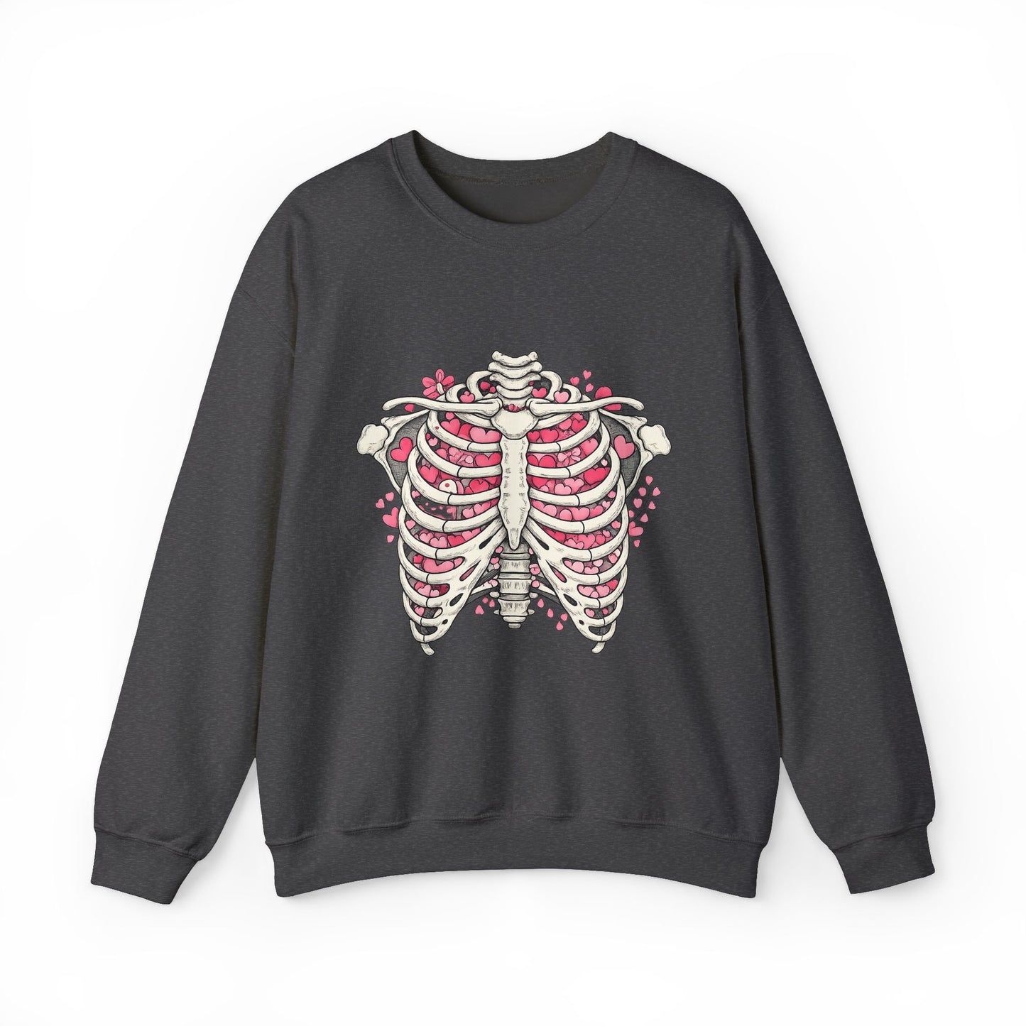 Ribcage Blossom Sweatshirt — Floral Skeleton Chest Graphic