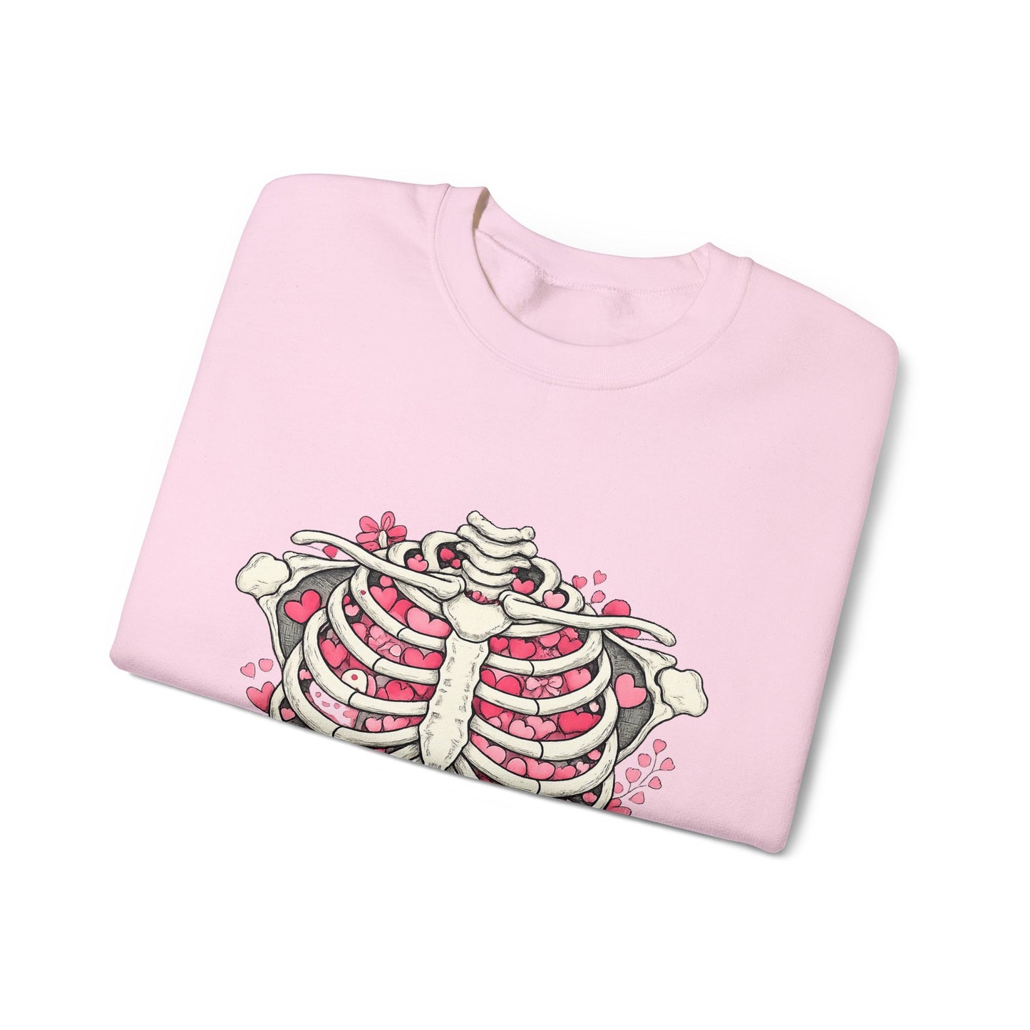 Ribcage Blossom Sweatshirt — Floral Skeleton Chest Graphic