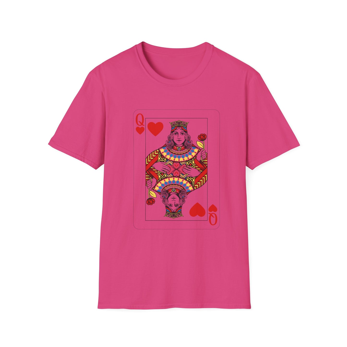 Valentines Queen of Hearts Unisex Softstyle T-Shirt - Card Inspired Design