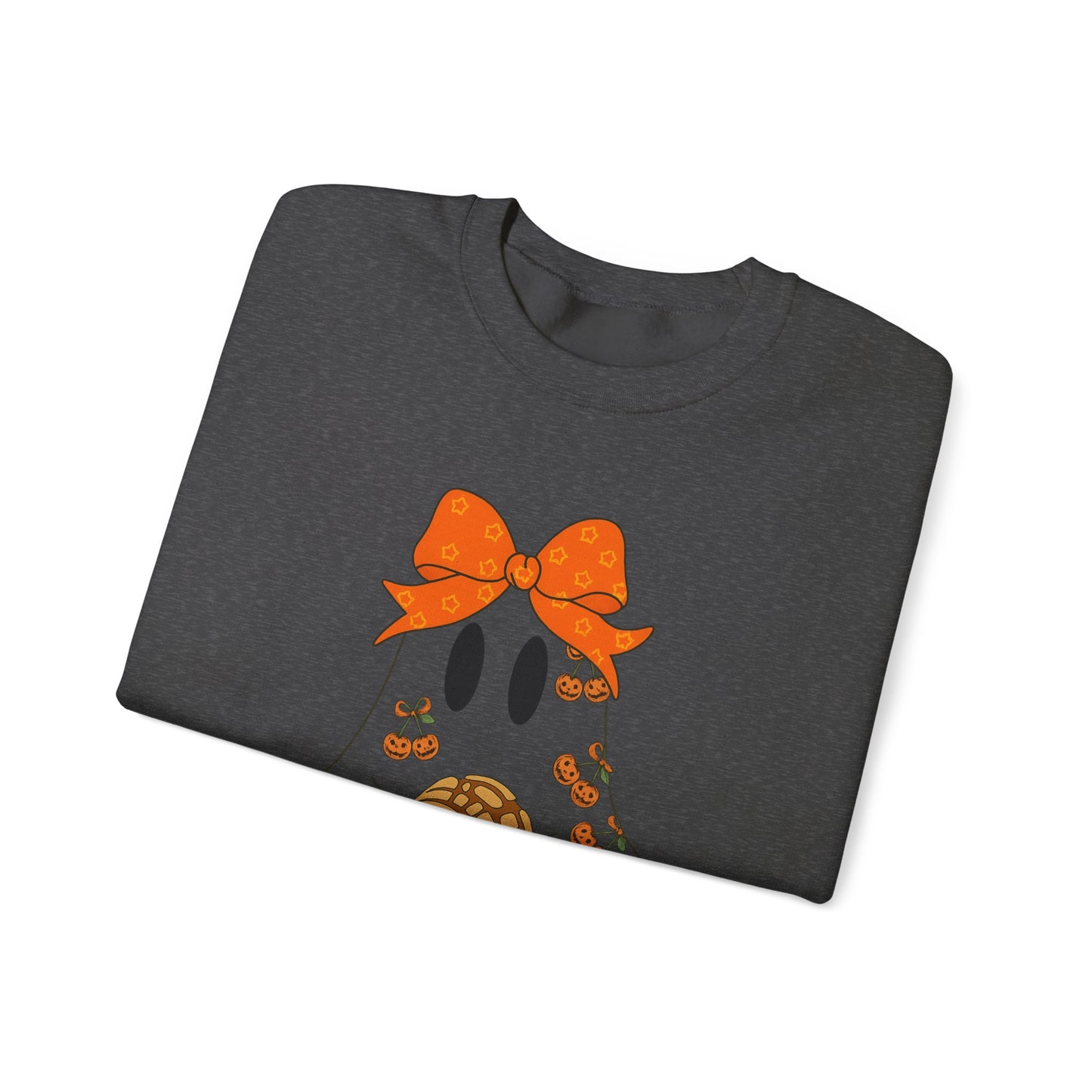 Cute Ghost with Bow Sweatshirt, Halloween Gift, Cozy Crewneck, Unisex Pullover, Fall Fashion, Seasonal Apparel