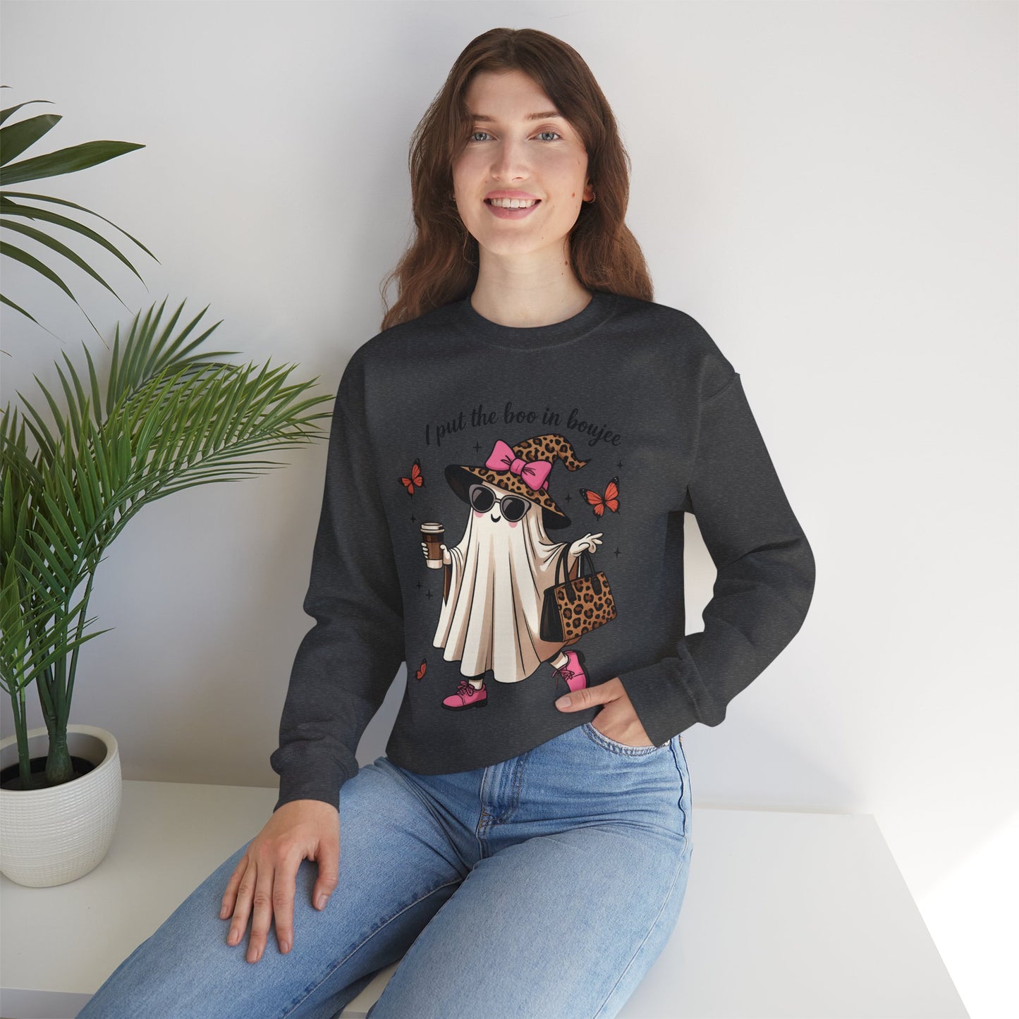 Chic Ghost Crewneck Sweatshirt | Halloween Cozy Apparel, Casual Outfit, Trendy Gift, Fall Fashion