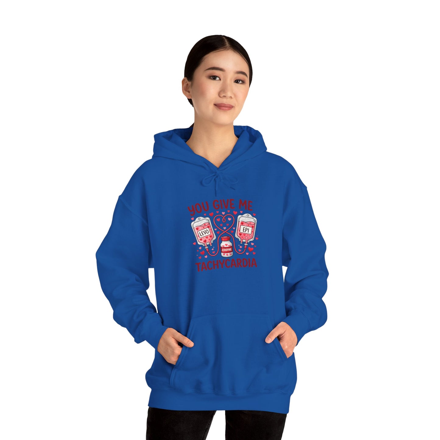 You Give Me Tachycardia Hoodie — Cute ECG Heart & IV Bag Medical Valentine Sweatshirt