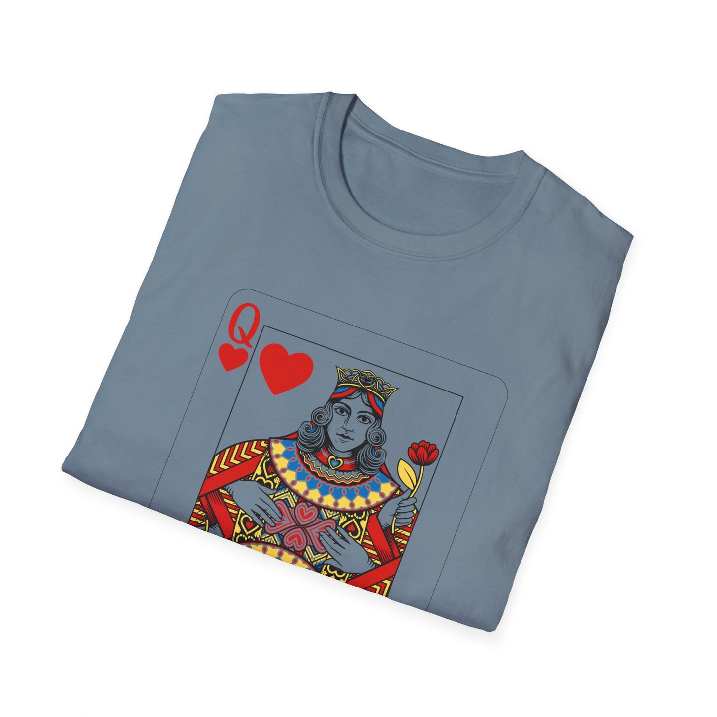 Valentines Queen of Hearts Unisex Softstyle T-Shirt - Card Inspired Design