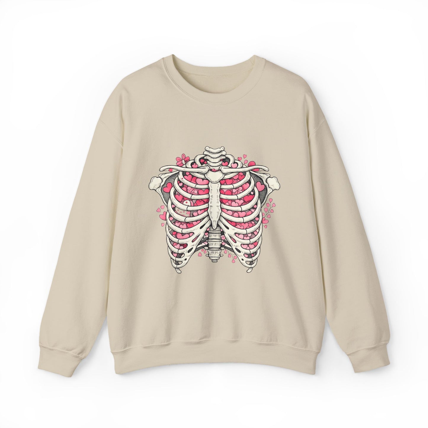 Ribcage Blossom Sweatshirt — Floral Skeleton Chest Graphic