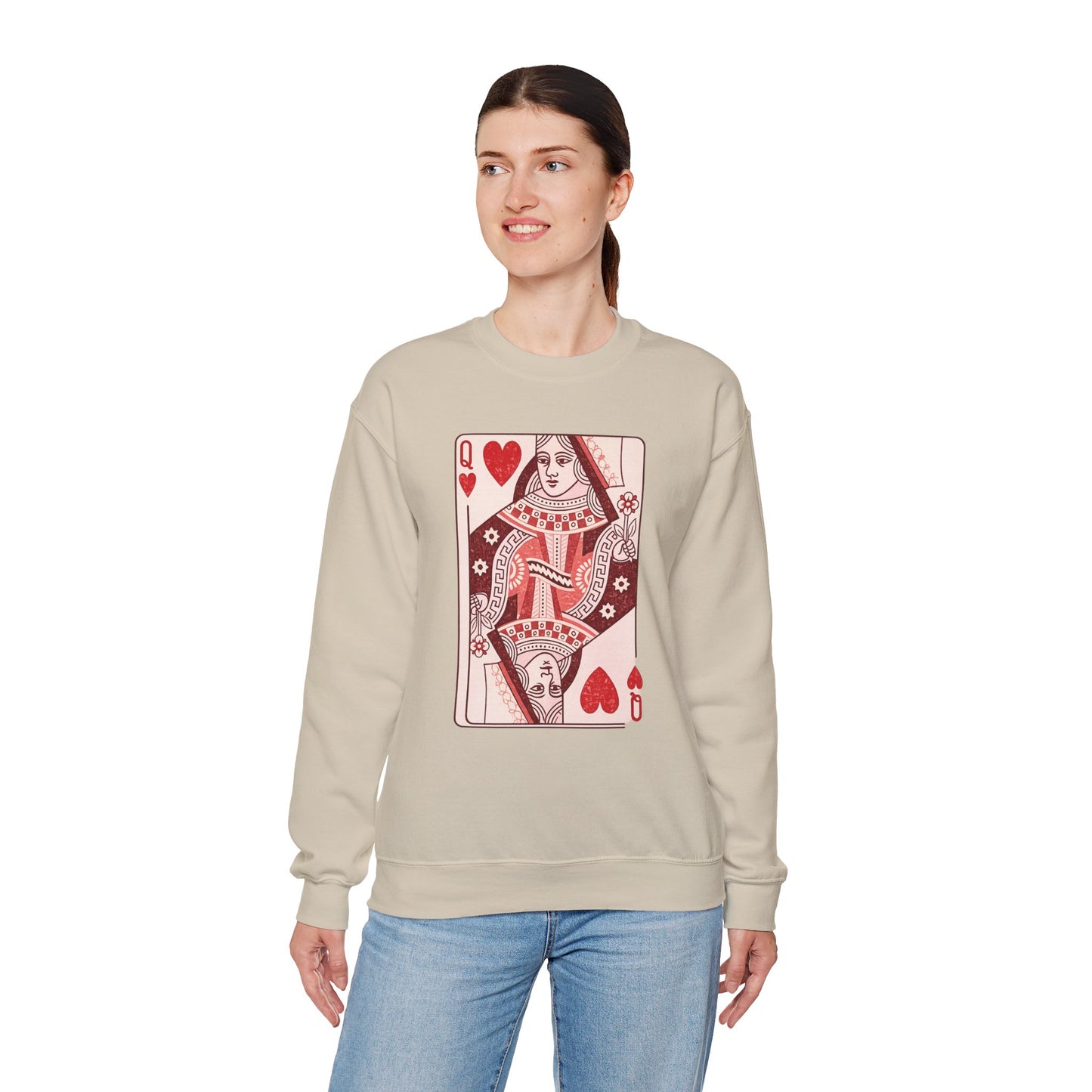 Queen of Hearts Crewneck Sweatshirt – Playing Card Graphic