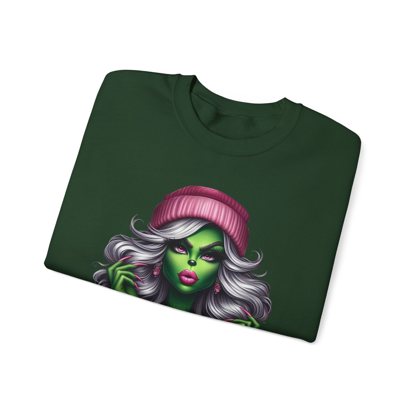 Witchy Glam Crewneck Sweatshirt – Green Glamour Girl Design