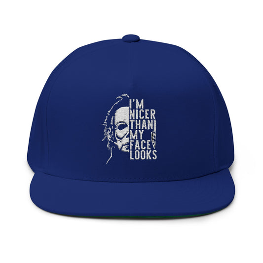 Nicer Than My Face Looks Flat Bill Cap, Funny Hat Gift, Snapback Cap, Casual Style, Embroidered Cap, Unique Accessory