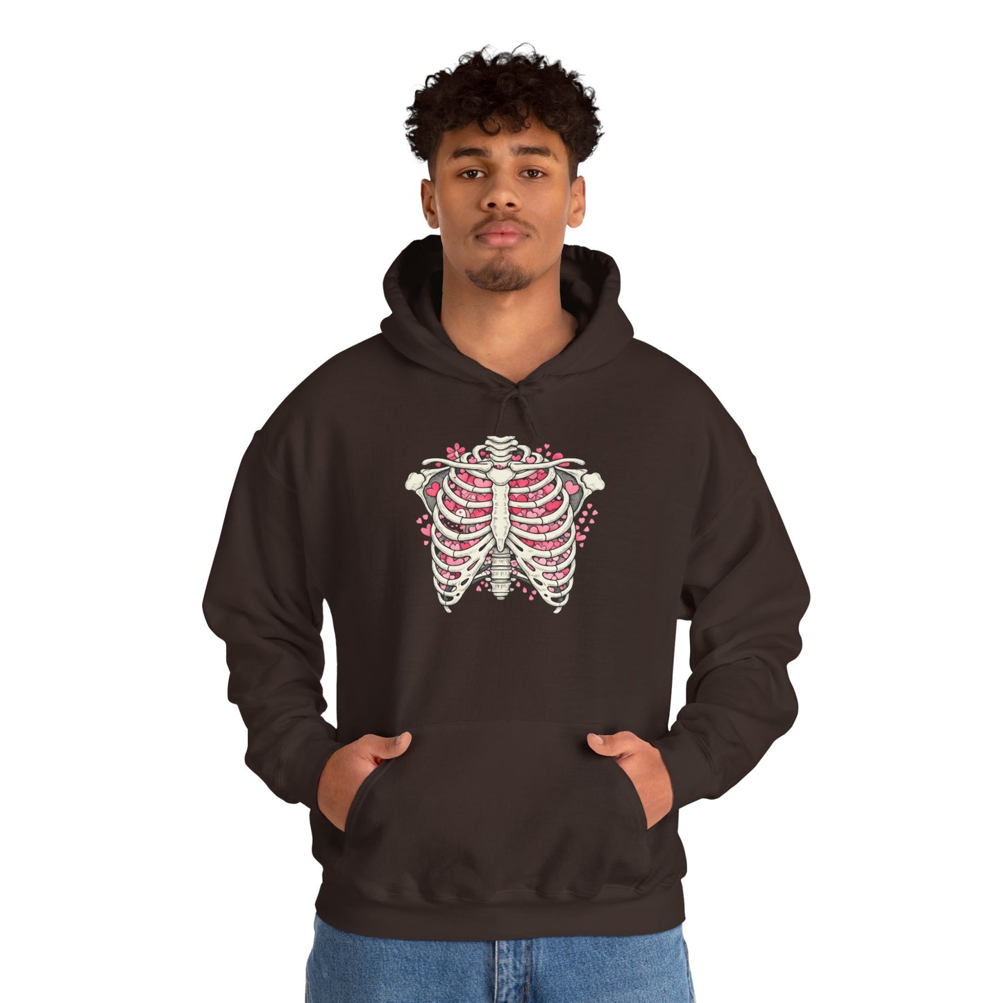 Ribcage Bloom Hoodie — Floral Skeleton Chest Graphic Sweatshirt