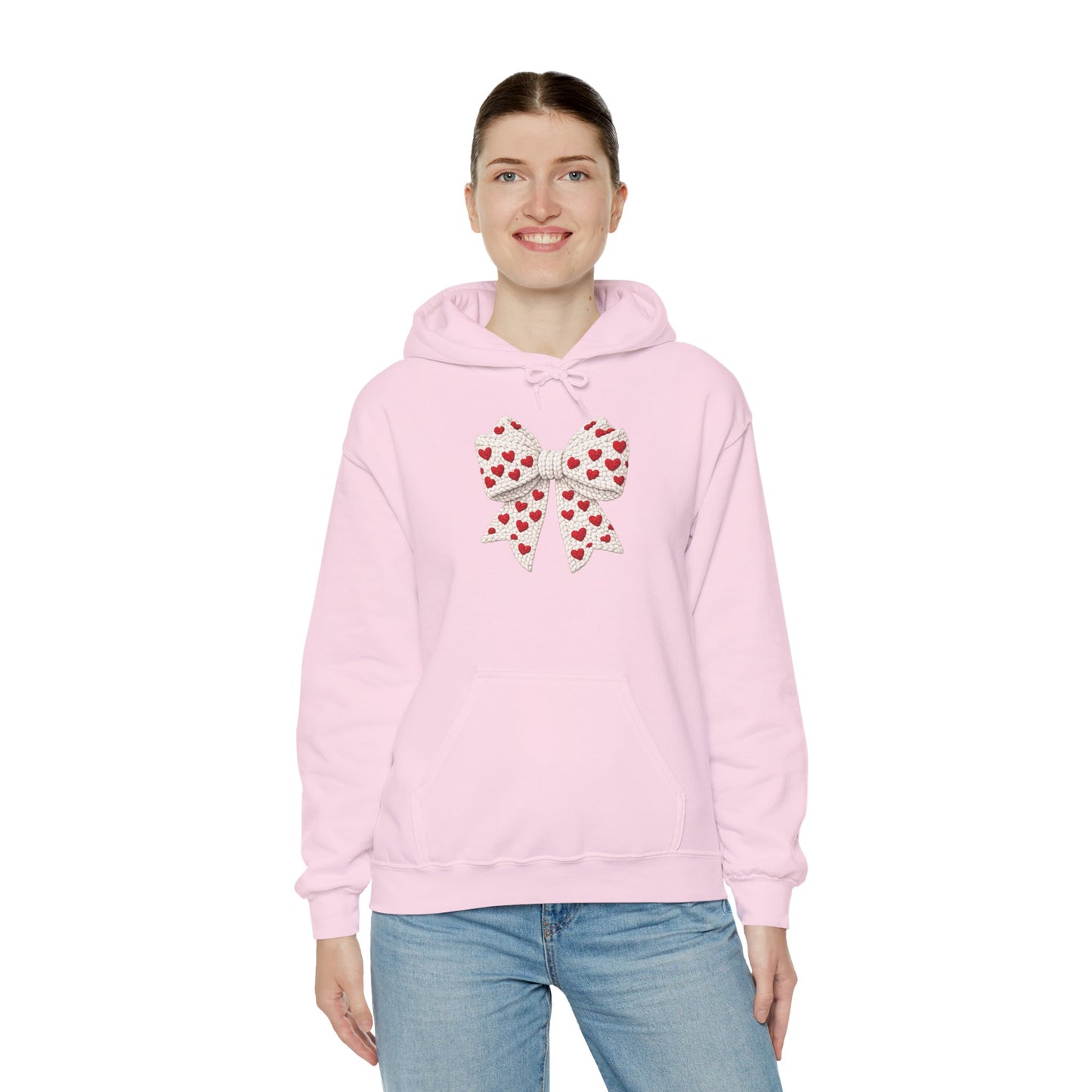 Valentine Heart Bow Hoodie — Cute Red Heart Ribbon Pullover