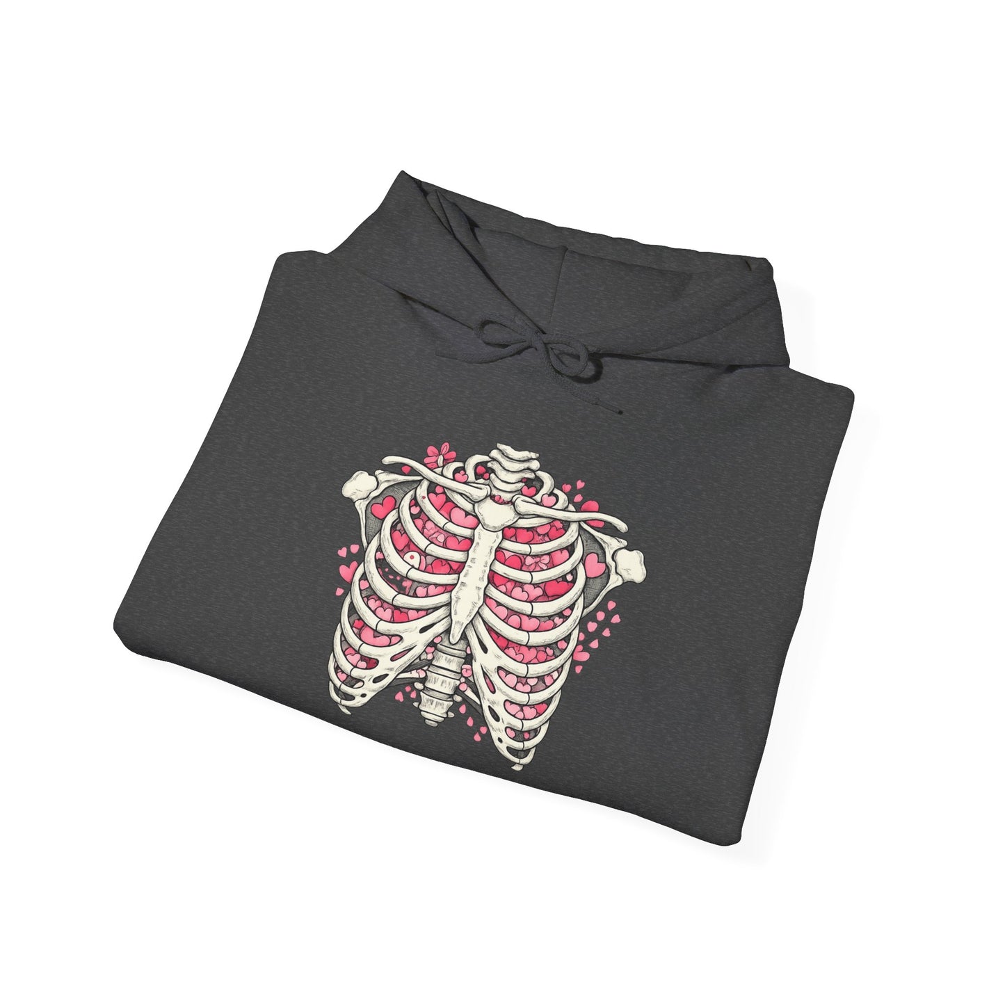 Ribcage Bloom Hoodie — Floral Skeleton Chest Graphic Sweatshirt