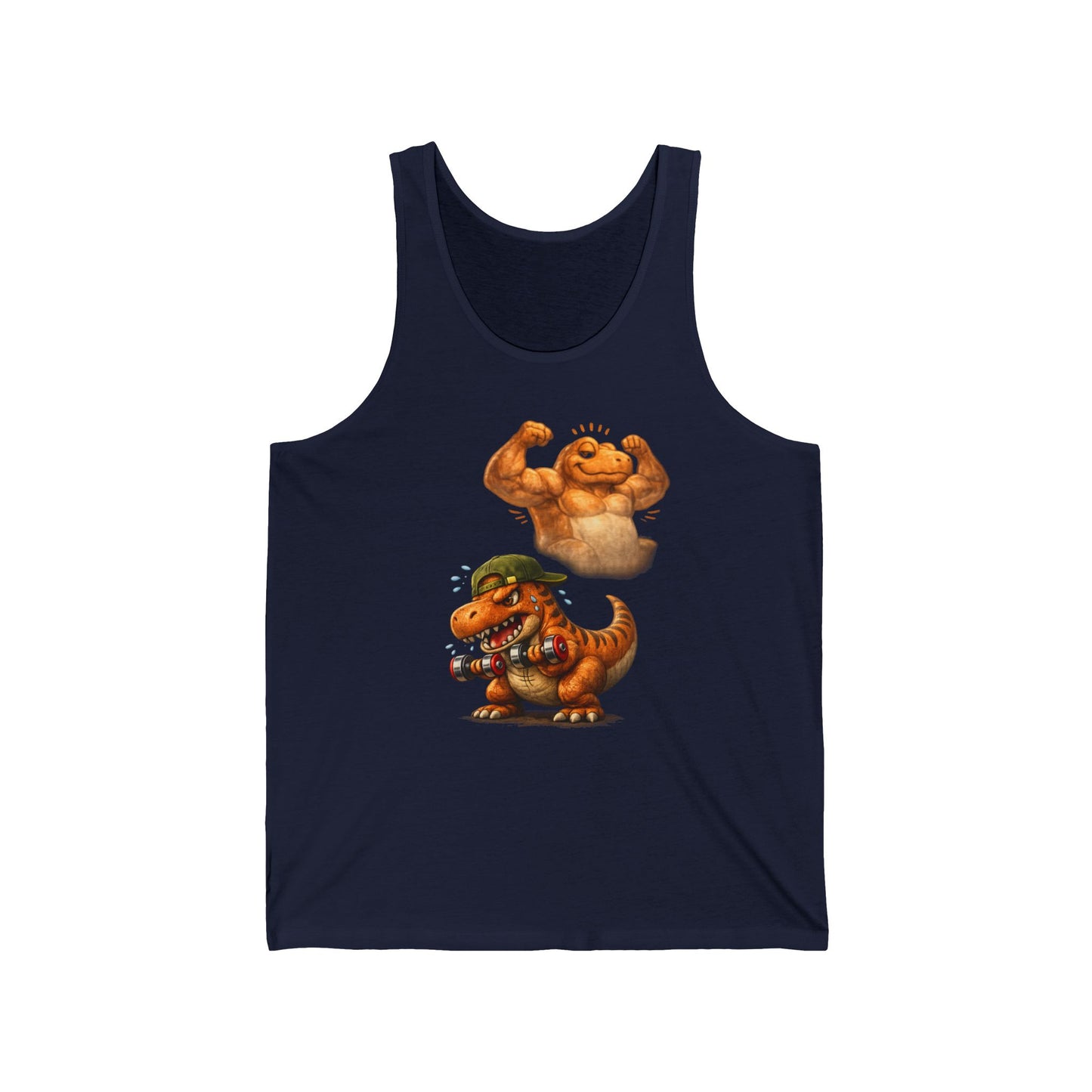 Dino Bros Summer Tank — Cute Muscular and Photographer Dinosaur Graphic Tank Top