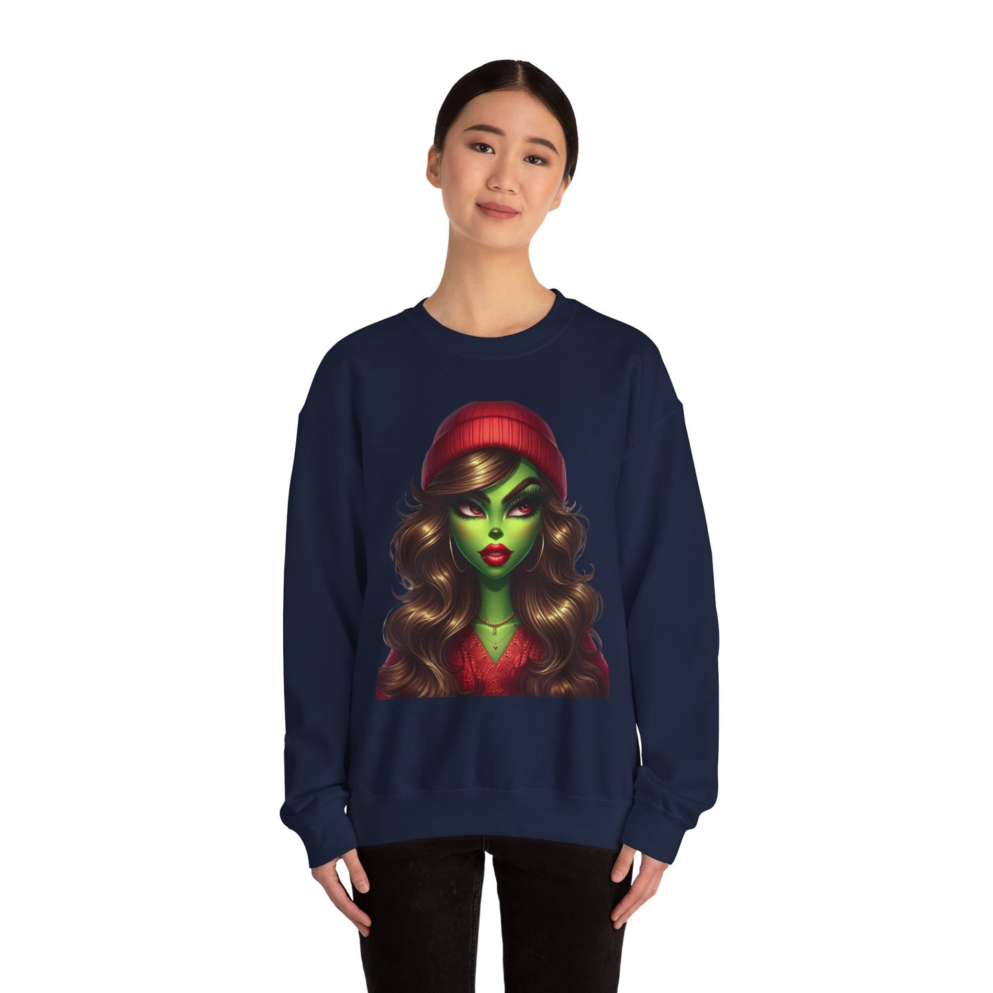 Witchy Green Girl Sweatshirt — Gothic Halloween Crewneck