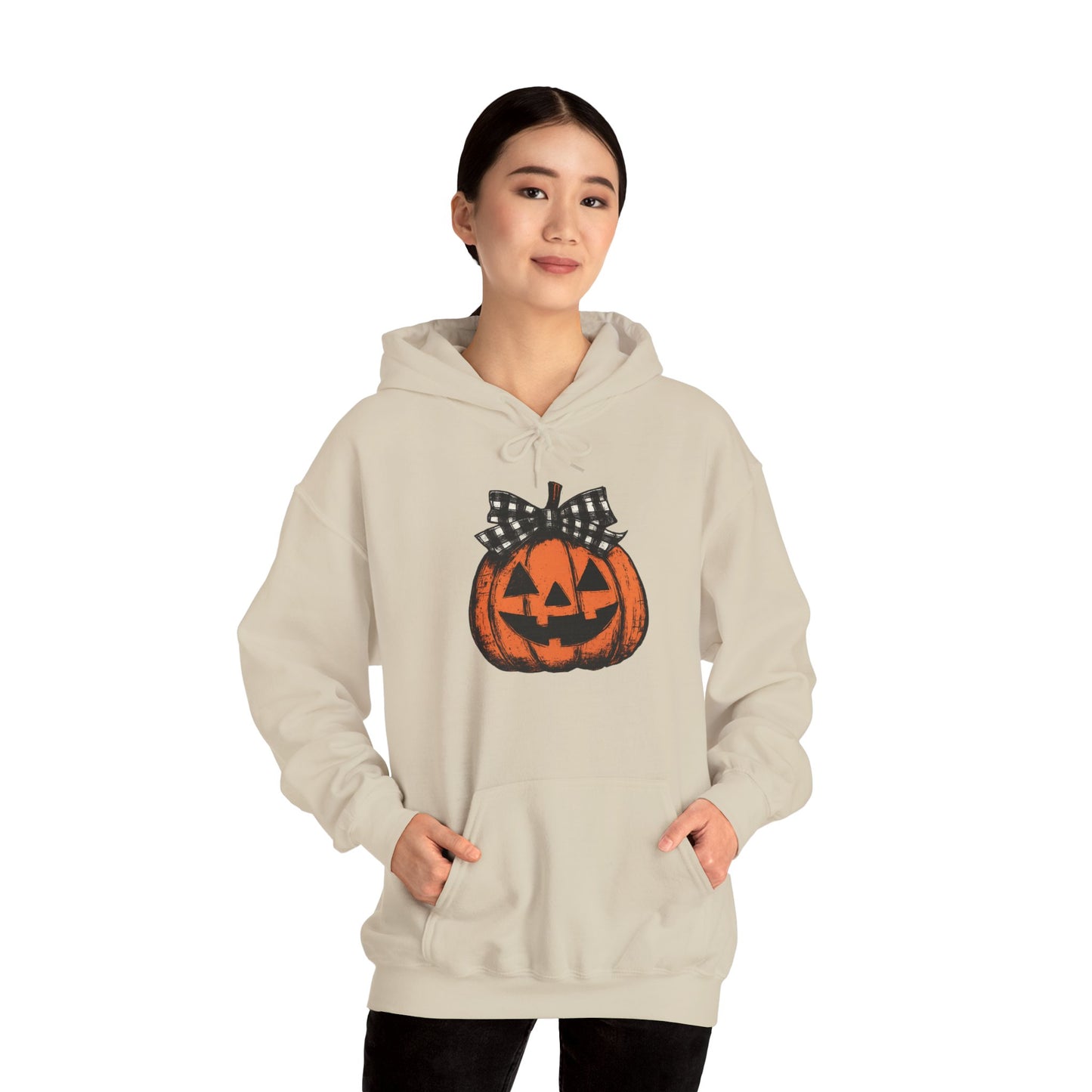 Halloween Pumpkin Hoodie with Bow, Cozy Fall Hoodie, Unisex Hoodie, Autumn Fashion, Halloween Costume, Pumpkin Spice