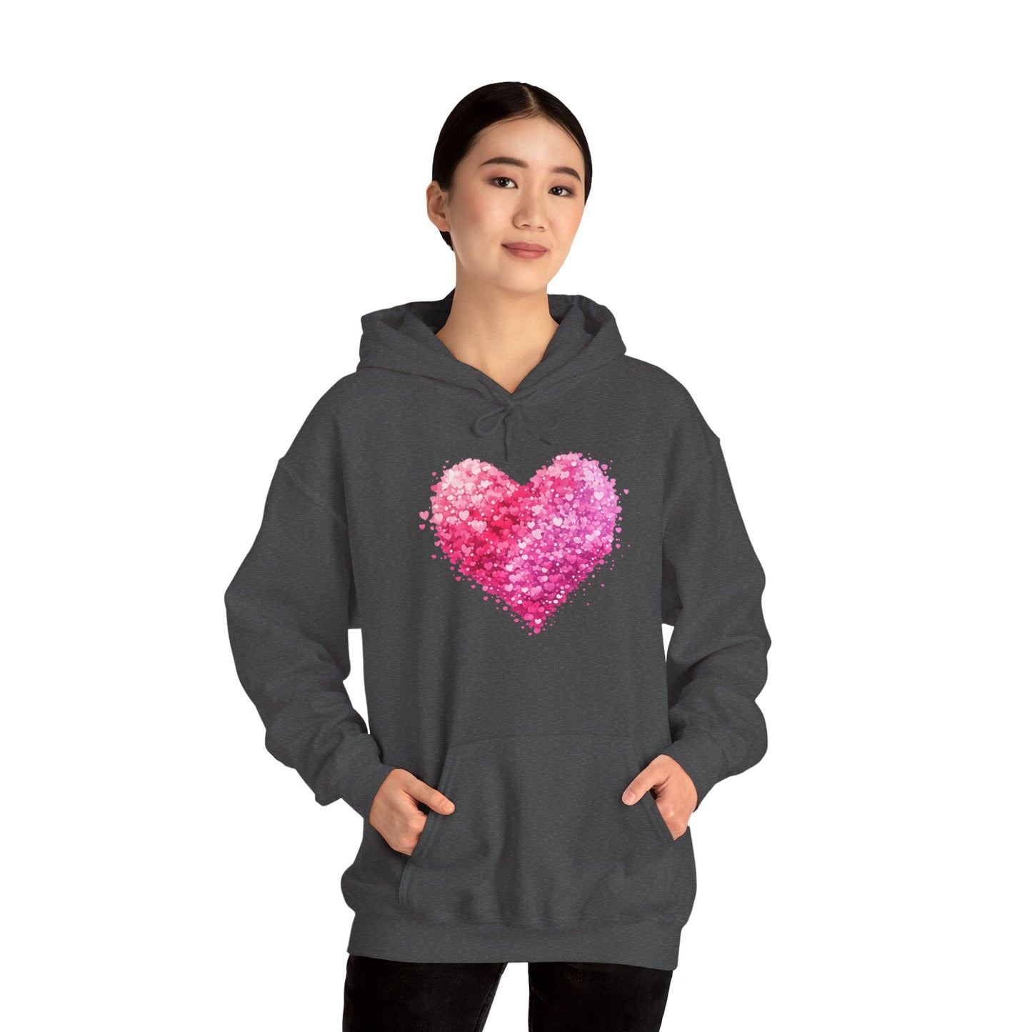 Cupid Skeleton Hoodie — Gothic Valentine Skeleton with Pink Hearts Pullover