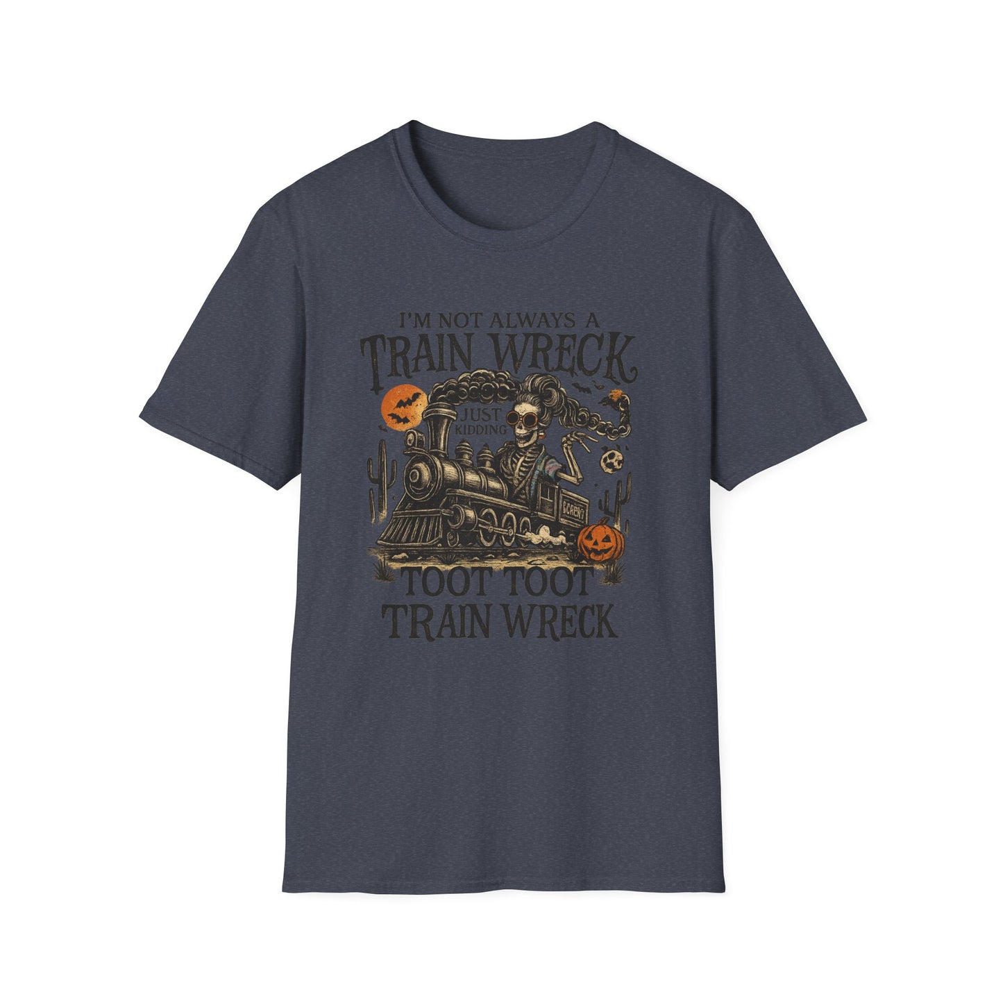 Train Wreck Unisex Softstyle T-Shirt | Funny Graphic Tee, Halloween Shirt, Gift for Friends, Casual Wear, Unique Design