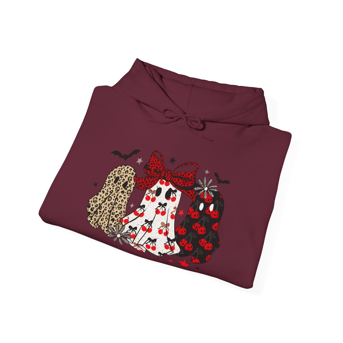 Cute Graphic Hooded Sweatshirt for Women, Cozy Casual Wear, Perfect for Halloween, Bat and Pumpkin Design, Fall Fashion
