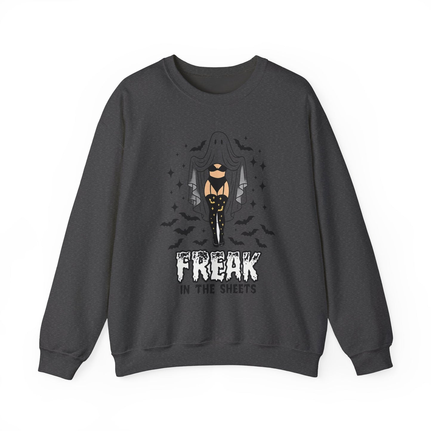 Freak in the Sheets Sweatshirt - Spooky Fun Crewneck for Halloween, Cozy Lounge Wear, Unisex Gift, Autumn Style, Casual Wardrobe Essential