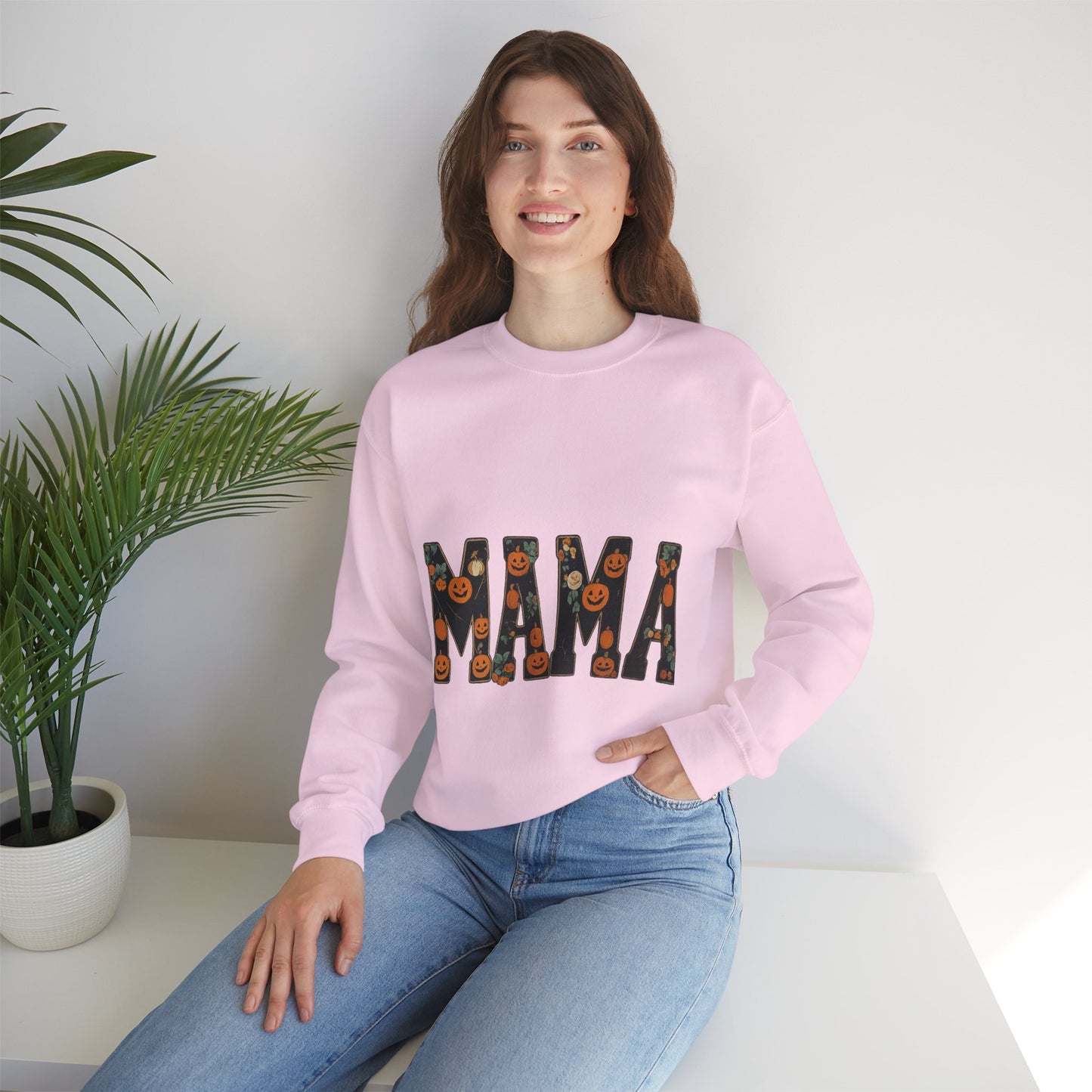 Mama Pumpkin Crewneck Sweatshirt, Fall Fashion, Halloween Gift, Cozy Sweatshirt, Casual Wear, Gift for Moms