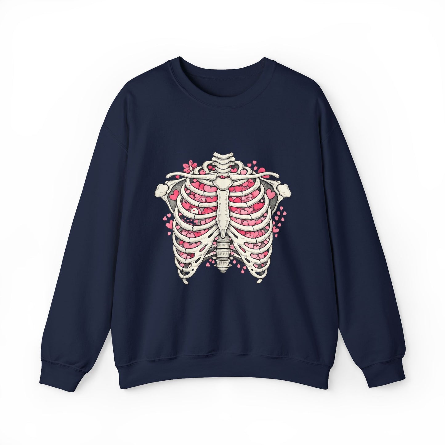 Ribcage Blossom Sweatshirt — Floral Skeleton Chest Graphic