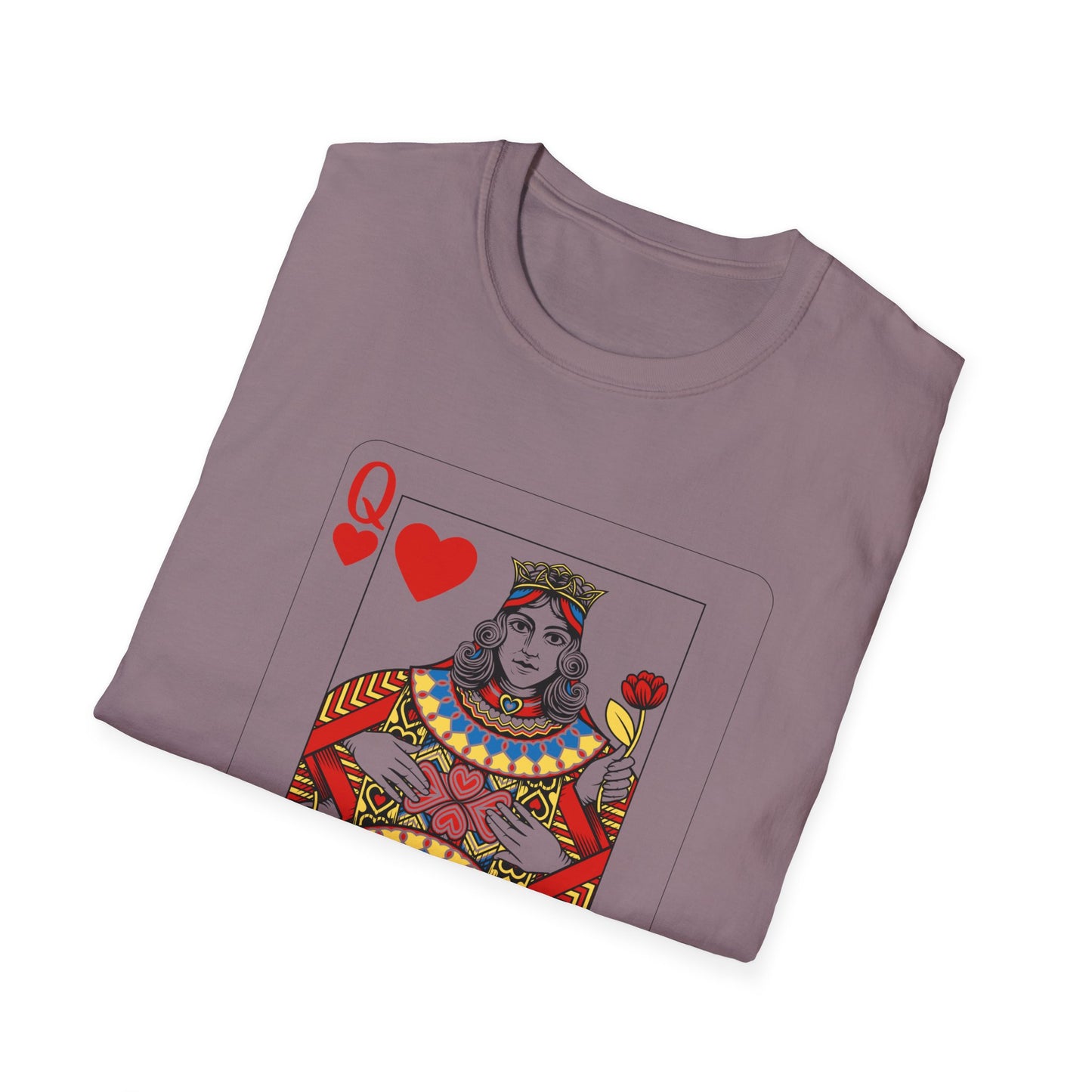 Valentines Queen of Hearts Unisex Softstyle T-Shirt - Card Inspired Design