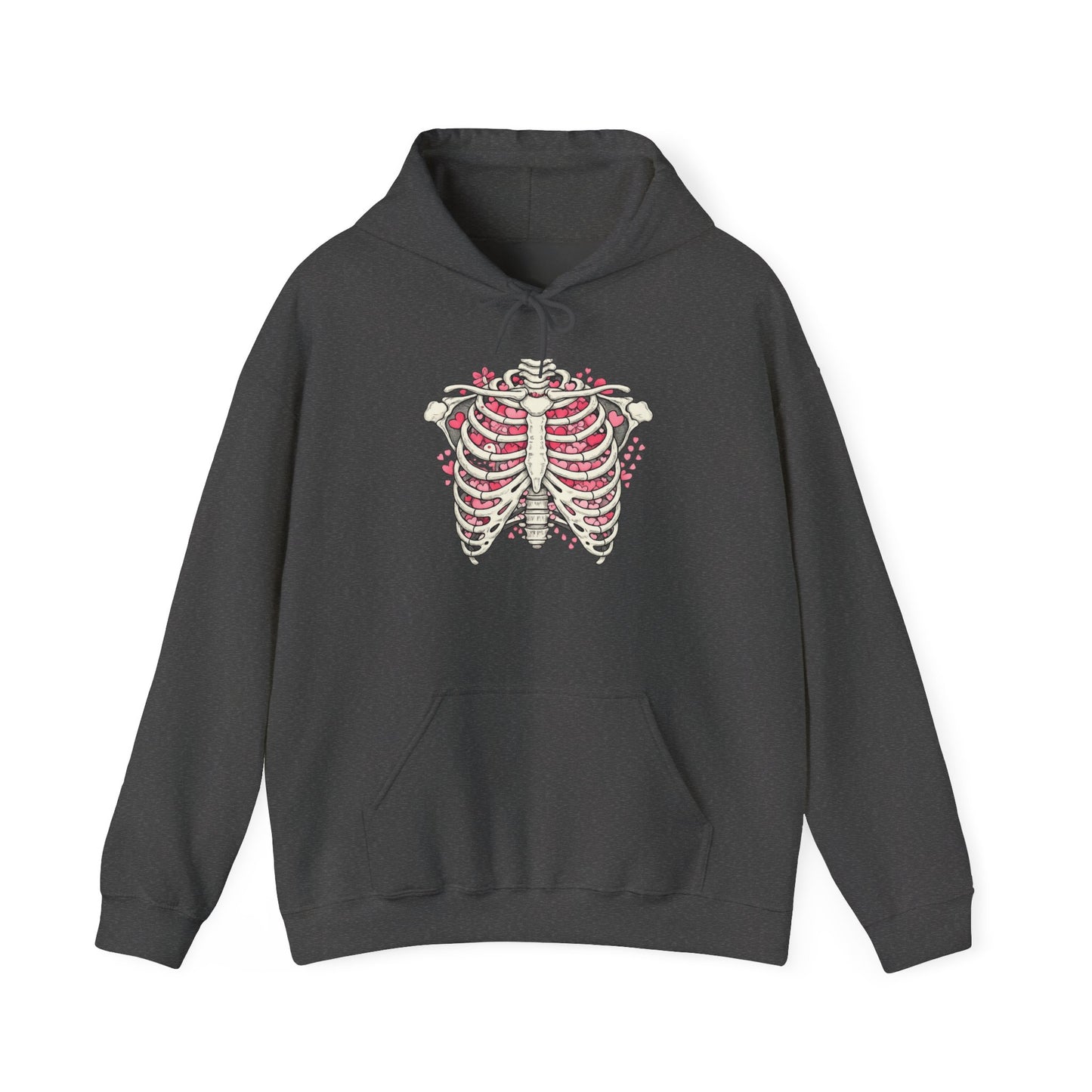 Ribcage Bloom Hoodie — Floral Skeleton Chest Graphic Sweatshirt