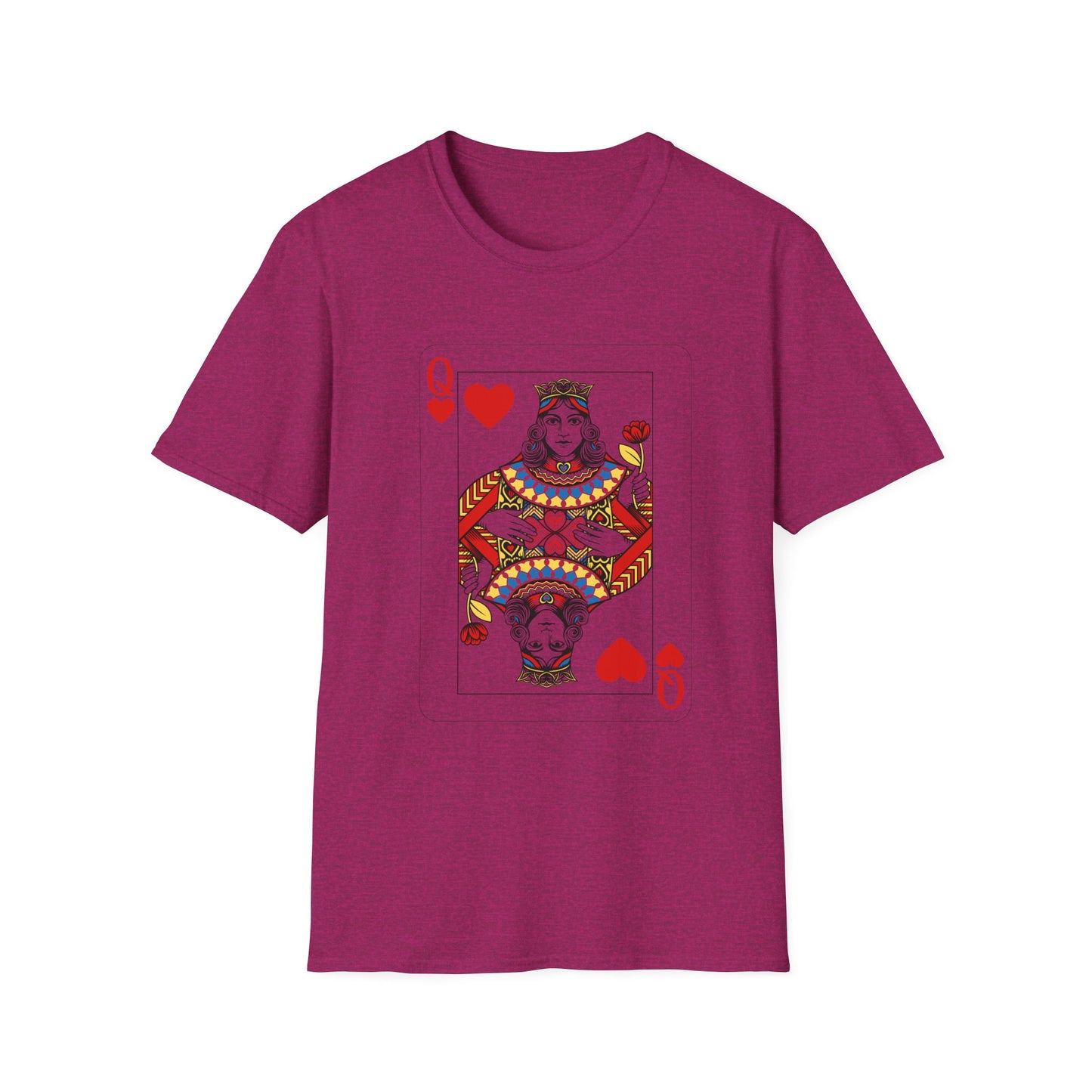 Valentines Queen of Hearts Unisex Softstyle T-Shirt - Card Inspired Design