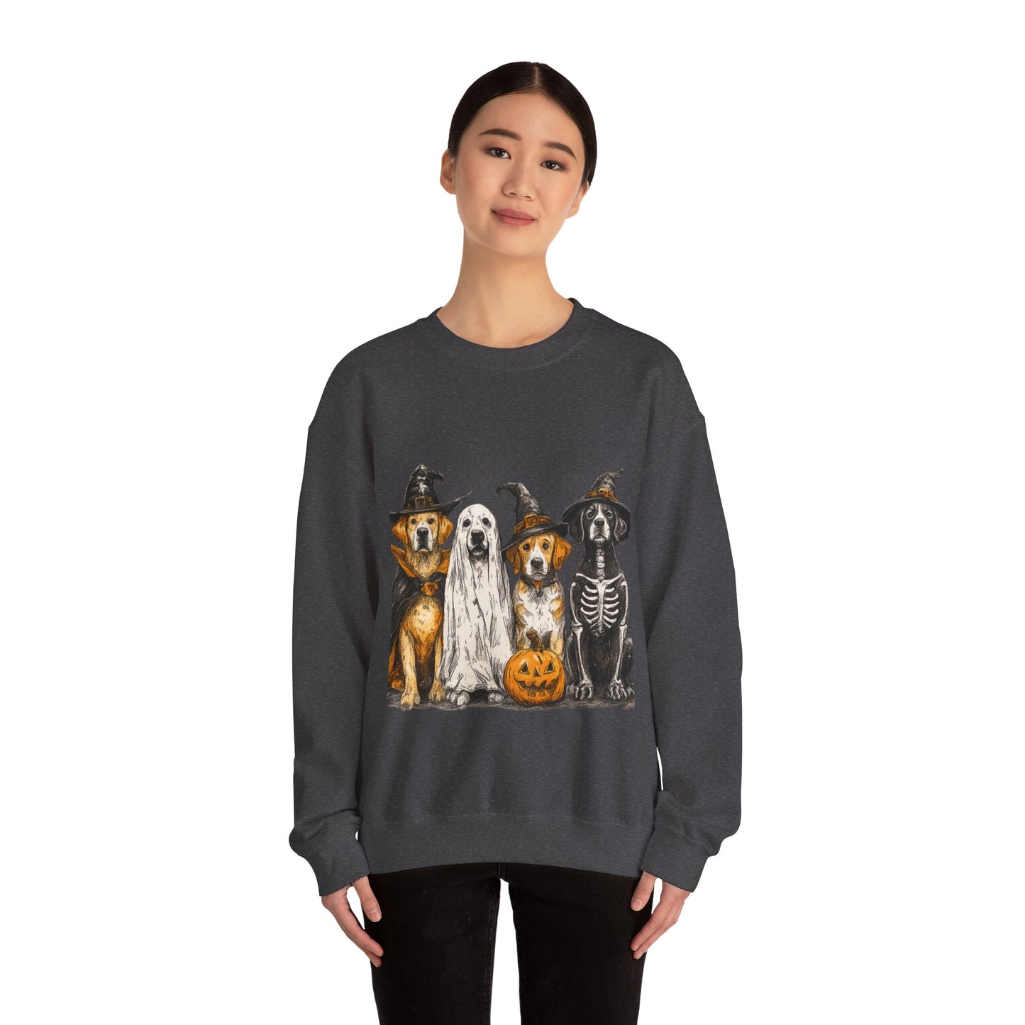 Halloween Dog-Themed Sweatshirt, Cozy Fall Apparel, Unisex Crewneck, Pet Lover Gift, Spooky Season Fashion