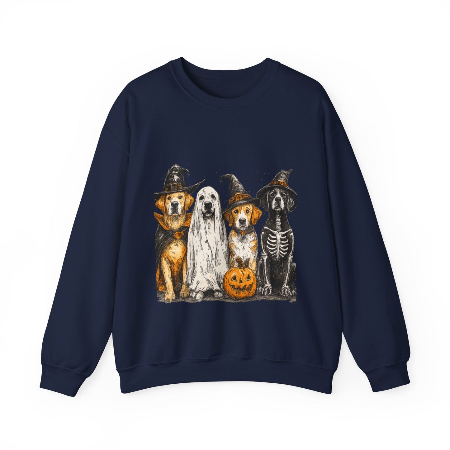 Halloween Dog-Themed Sweatshirt, Cozy Fall Apparel, Unisex Crewneck, Pet Lover Gift, Spooky Season Fashion