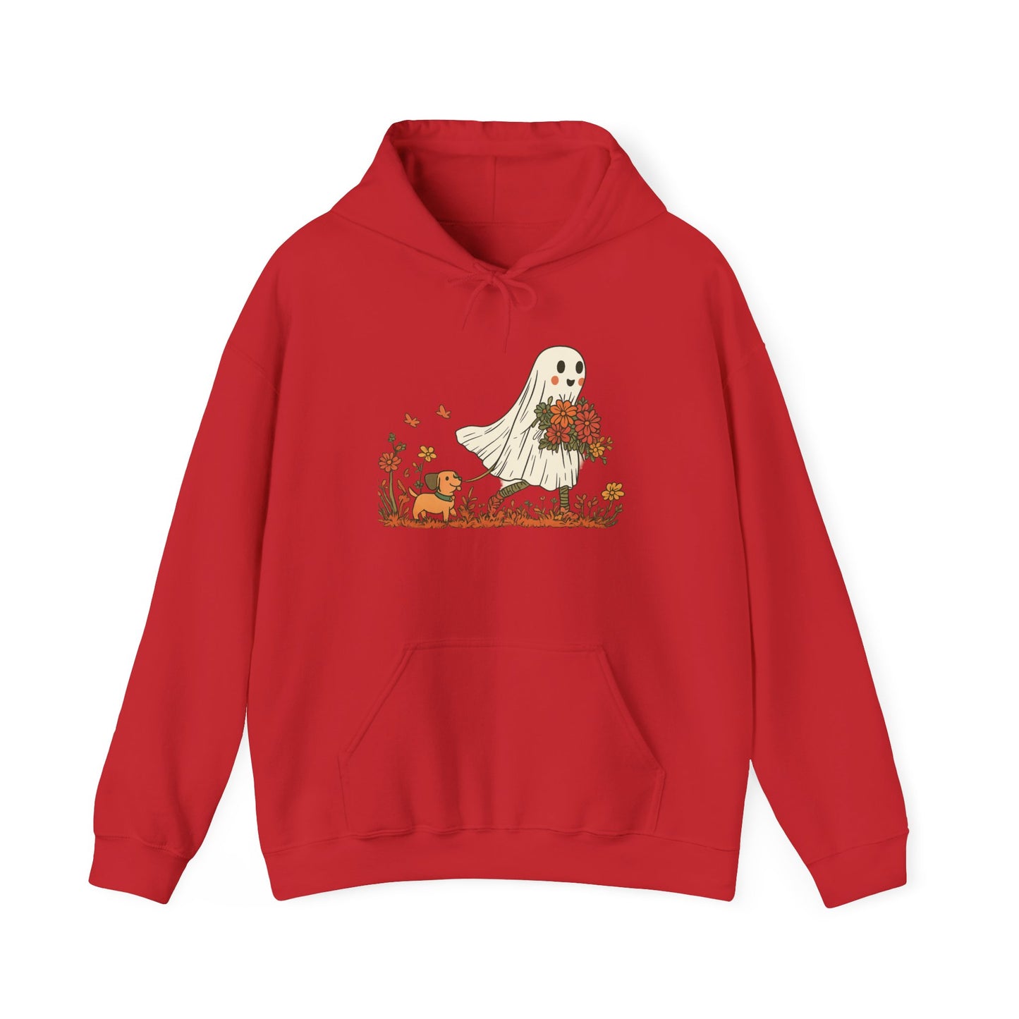Ghostly Blooms Hoodie - Cozy Fall Fashion, Halloween Spirit, Gift for Friends, Trendy Hoodie, Autumn Style
