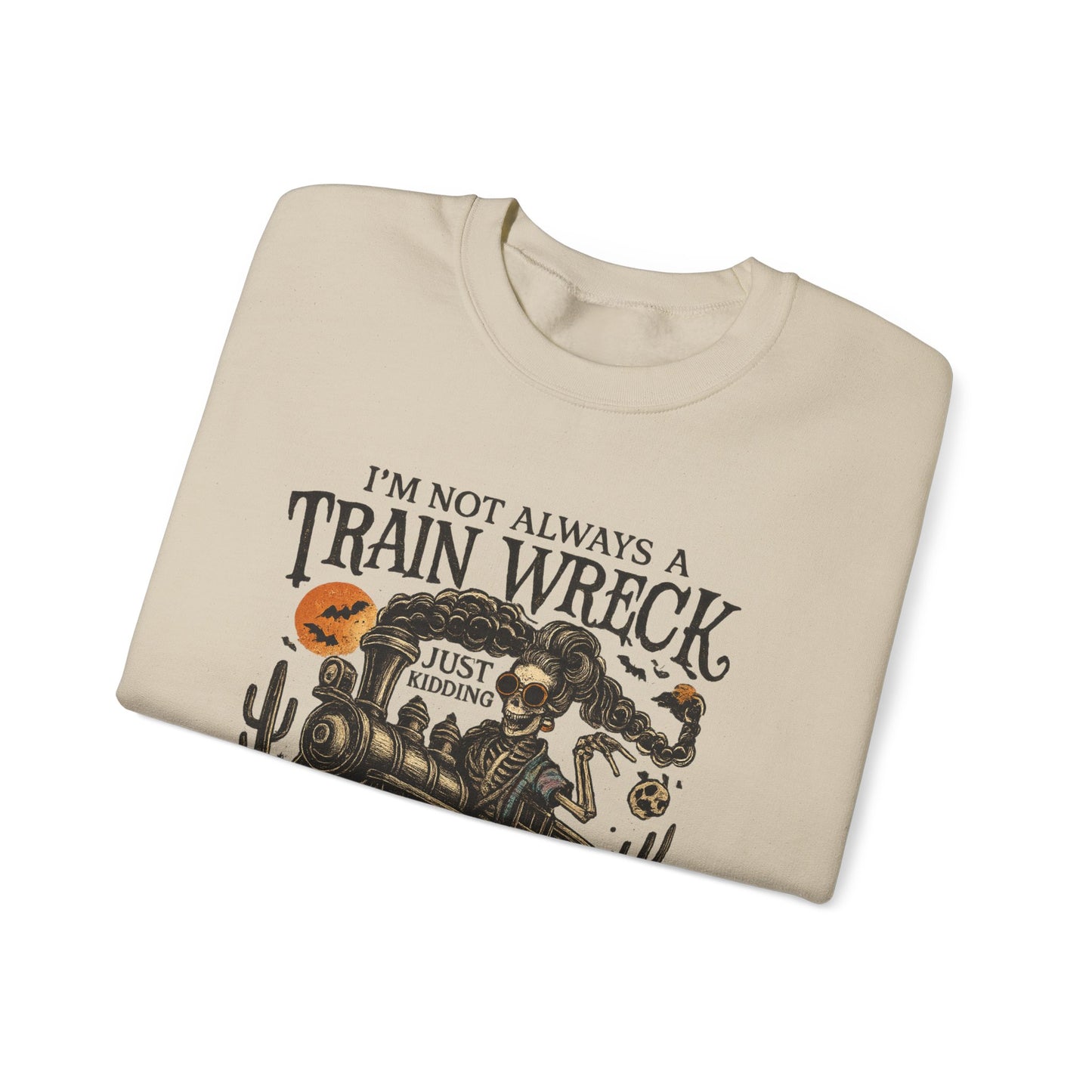Funny Train Wreck Sweatshirt, Unisex Crewneck Sweatshirt, Halloween Apparel, Gift for Train Lovers, Cozy Fall Outfit