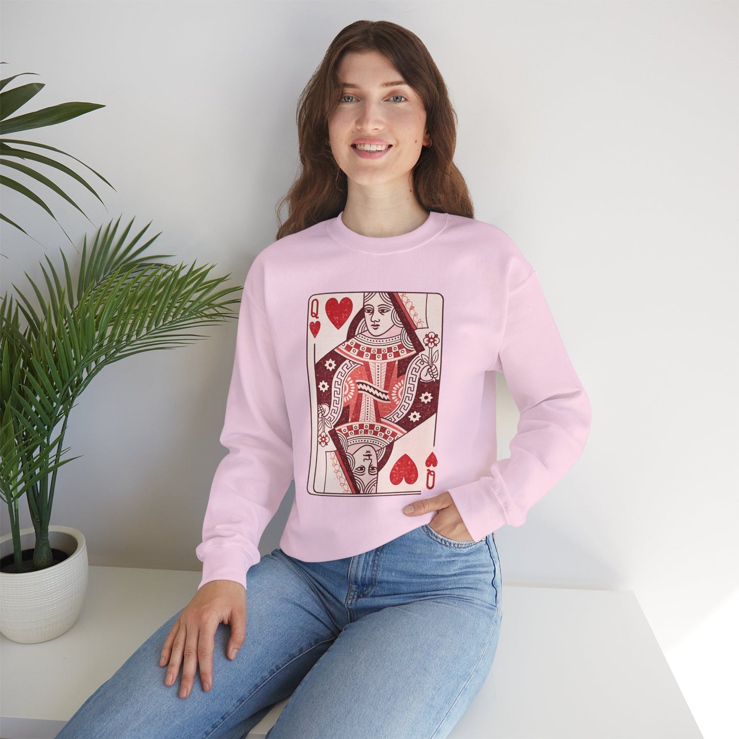 Queen of Hearts Crewneck Sweatshirt – Playing Card Graphic