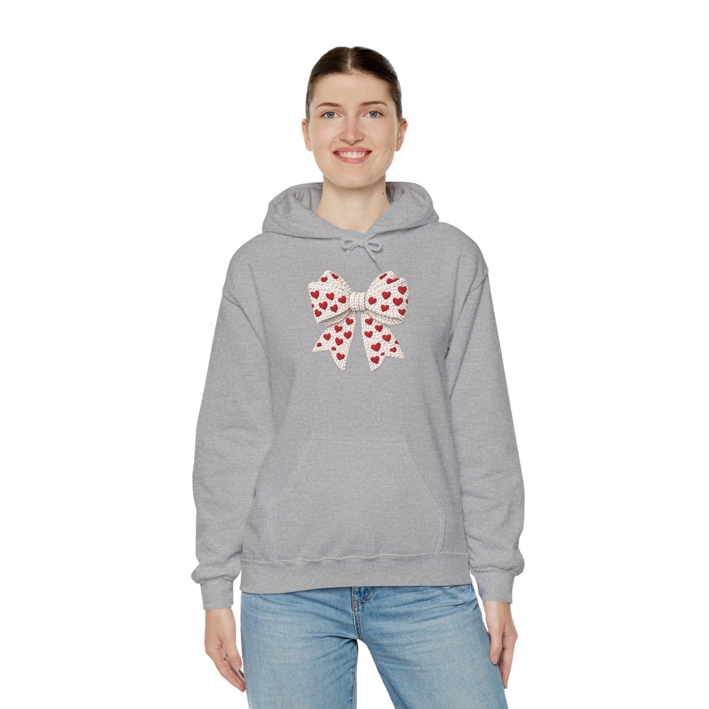 Valentine Heart Bow Hoodie — Cute Red Heart Ribbon Pullover
