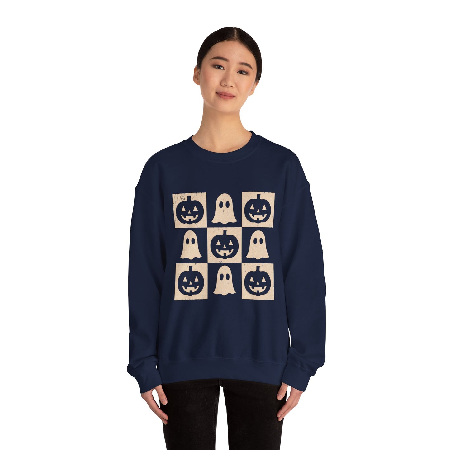 Halloween Ghosts Sweatshirt, Cozy Fall Sweater, Unisex Crewneck for Halloween, Cute Ghost Design, Perfect for Autumn Celebrations