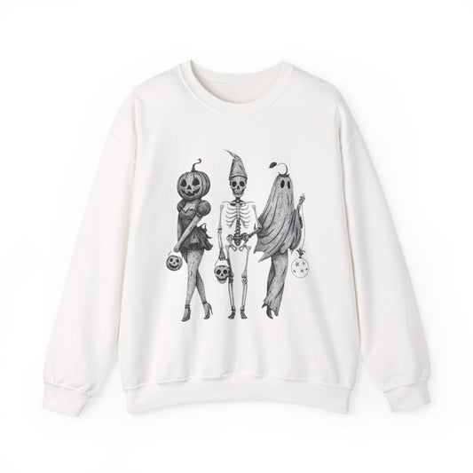 Halloween Sweatshirt with Ghosts and Ghouls Design