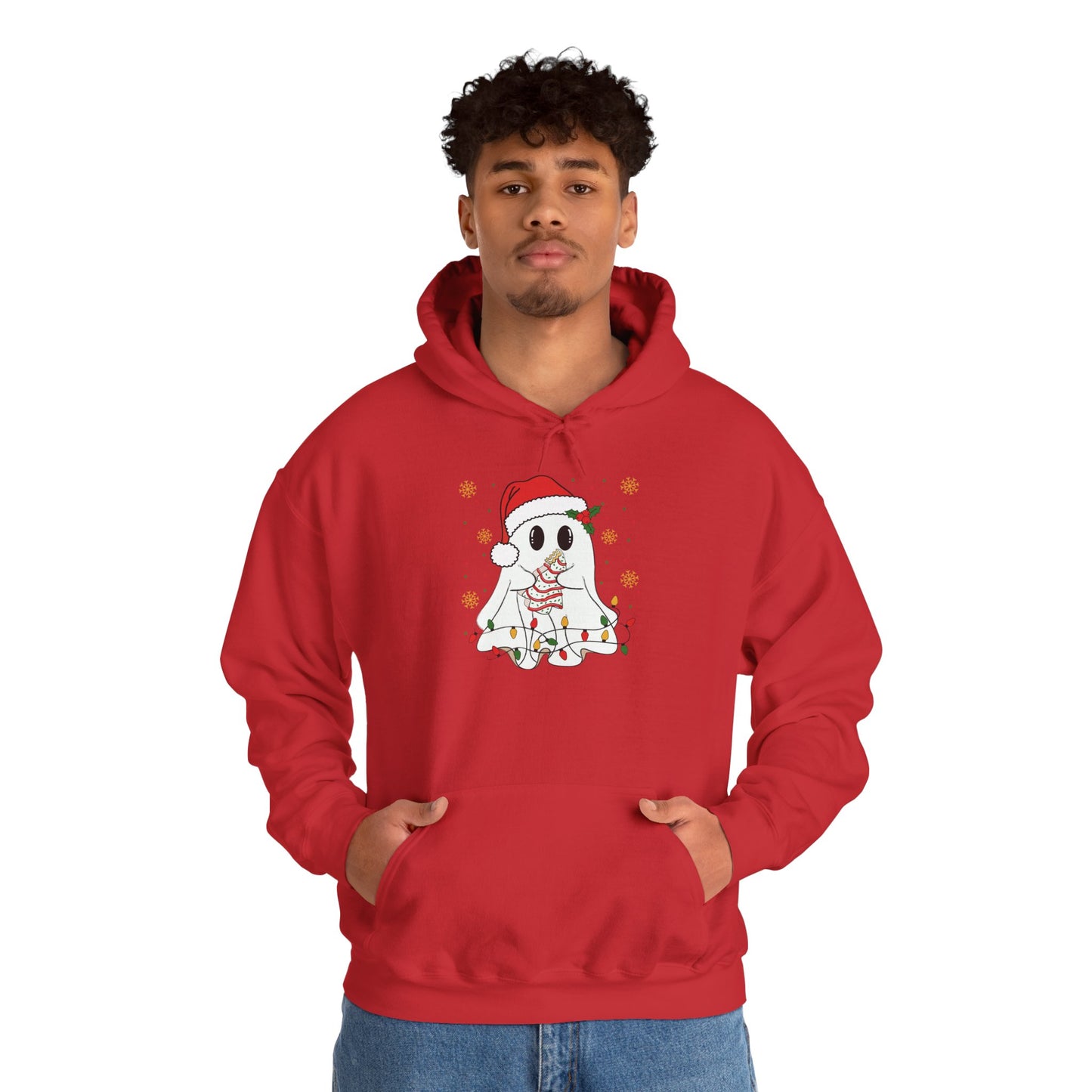 Santa Ghost Christmas Hoodie, Unisex Holiday Hoodie, Cute Winter Apparel, Cozy Gift for Ghost Lovers, Funny Xmas Clothing