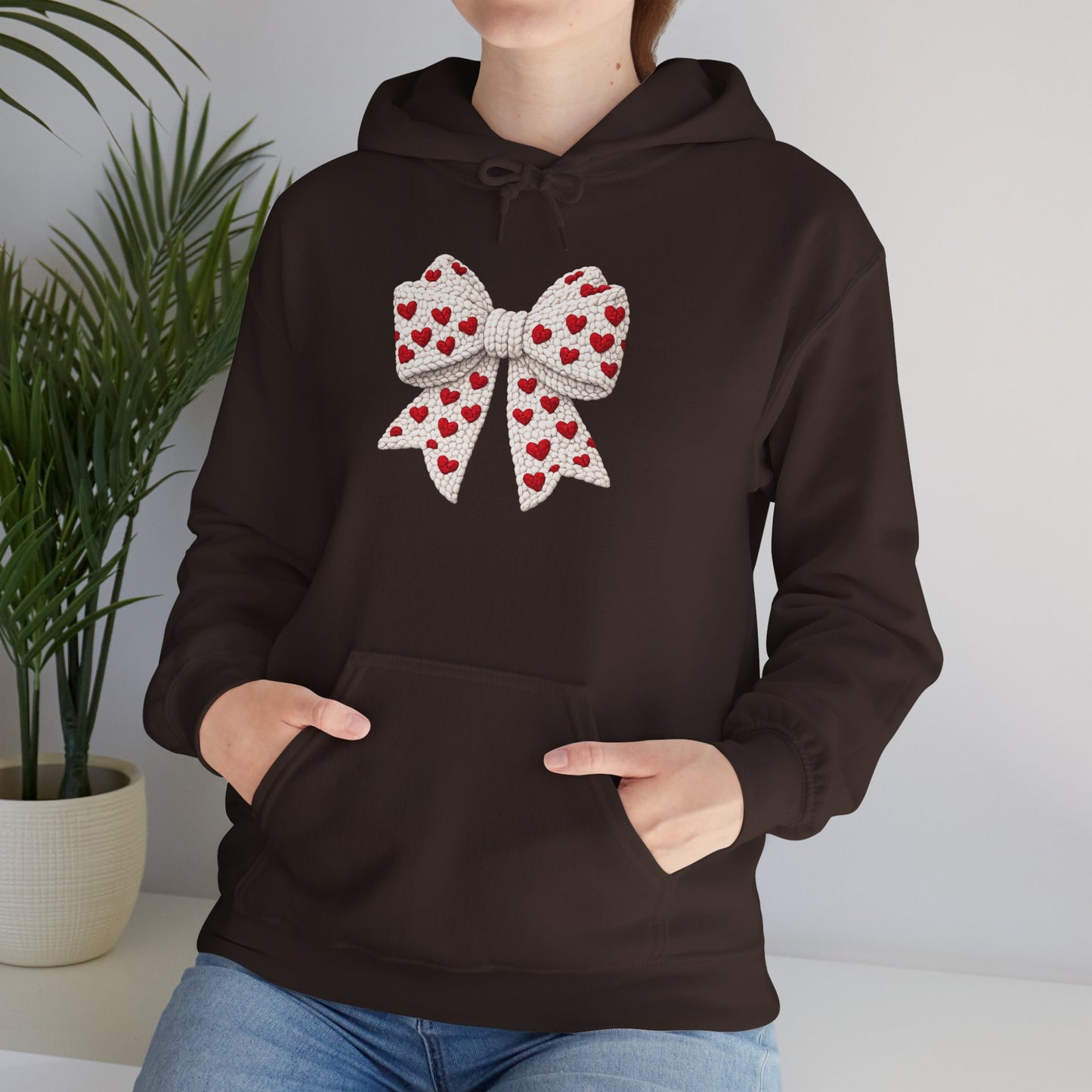 Valentine Heart Bow Hoodie — Cute Red Heart Ribbon Pullover