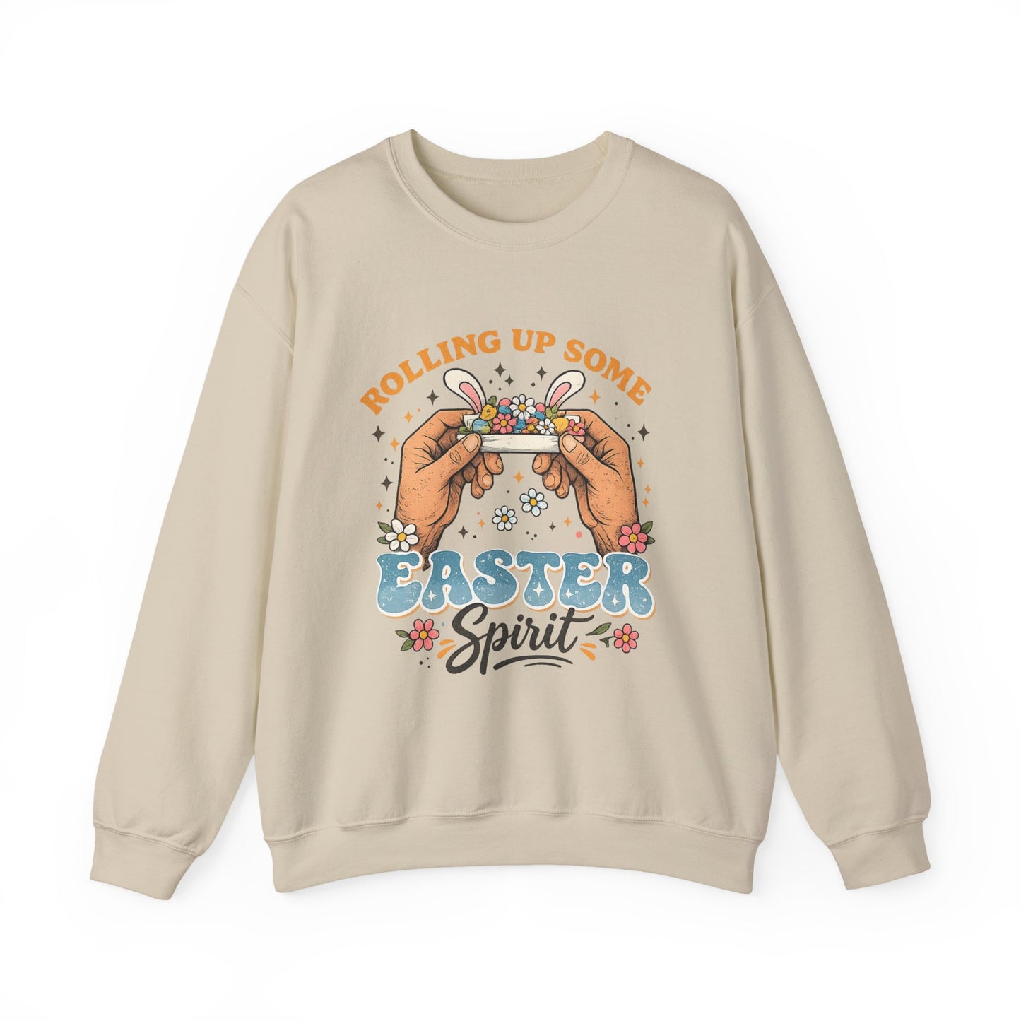 Easter Spirit Sweatshirt — "Rolling Up Some Easter Spirit" Graphic Crewneck