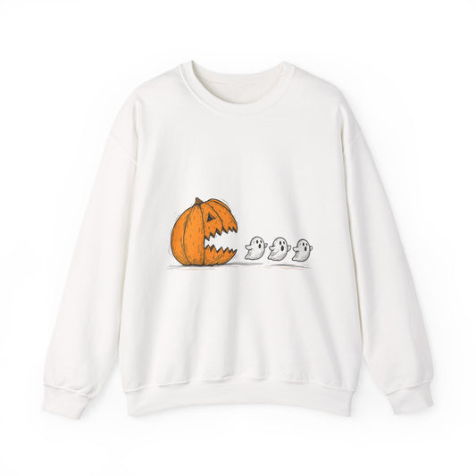 Spooky Pumpkin Ghosts Sweatshirt | Cozy Halloween Crewneck, Fall Fashion, Unisex Gift, Harvest Party Wear, Cute Autumn Outfit