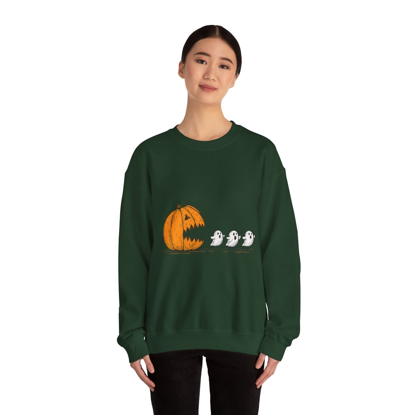 Spooky Pumpkin Ghosts Sweatshirt | Cozy Halloween Crewneck, Fall Fashion, Unisex Gift, Harvest Party Wear, Cute Autumn Outfit