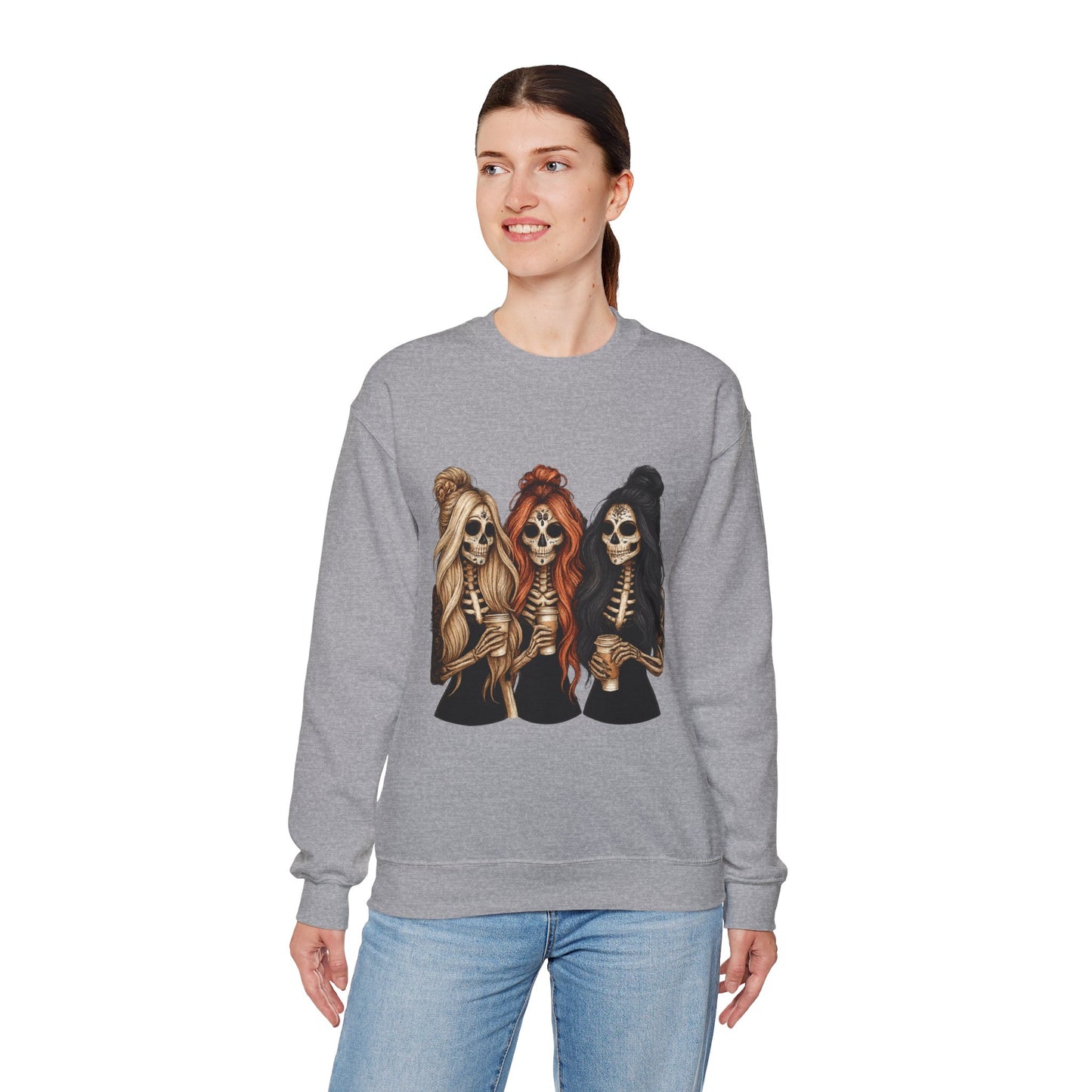 Halloween Skeleton Crewneck Sweatshirt, Cozy Unisex Sweatshirt, Trendy Halloween Apparel, Gift for Halloween Lovers, Spooky Season Outfit