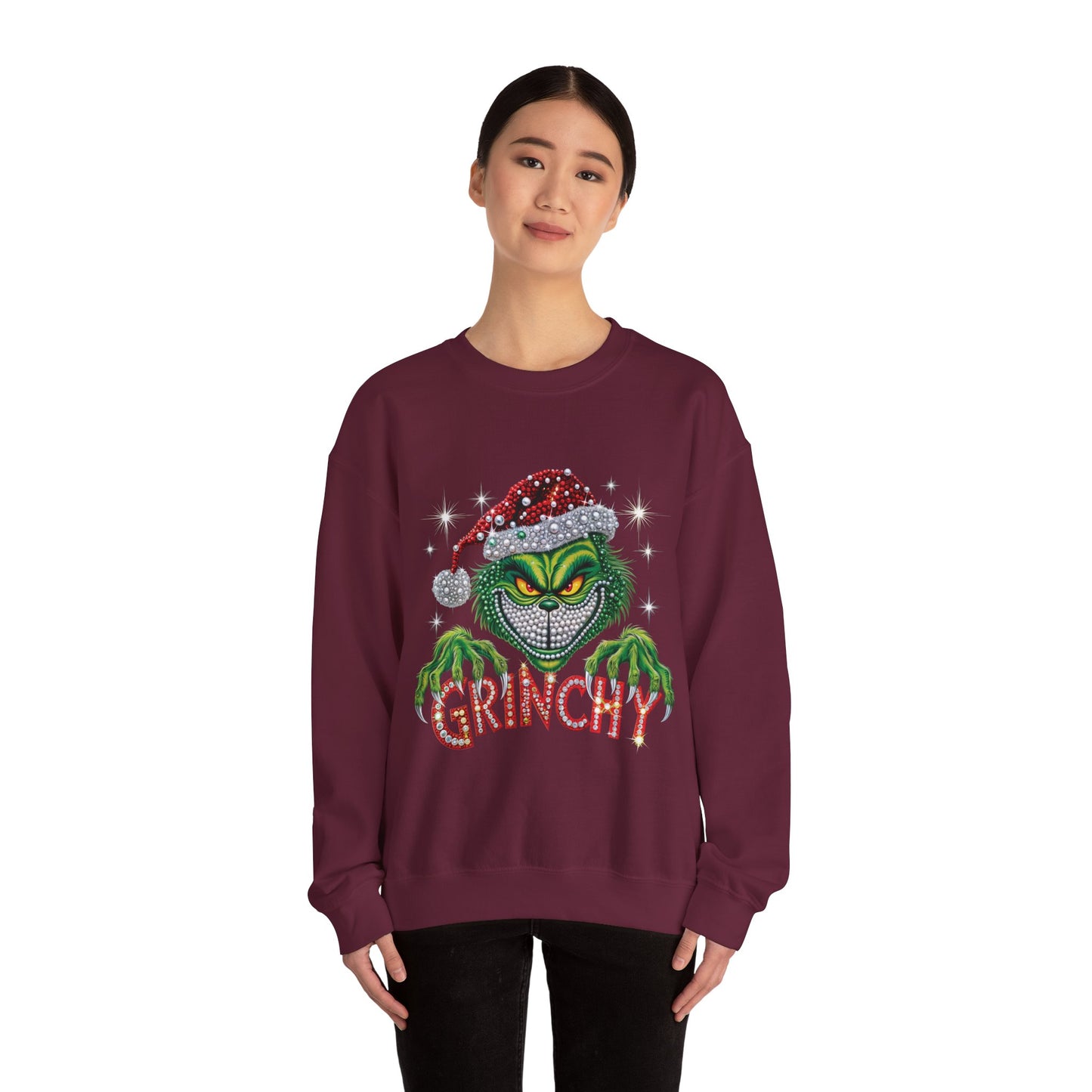 Grinchy Holiday Sweatshirt — Vintage Grinch Santa Crewneck