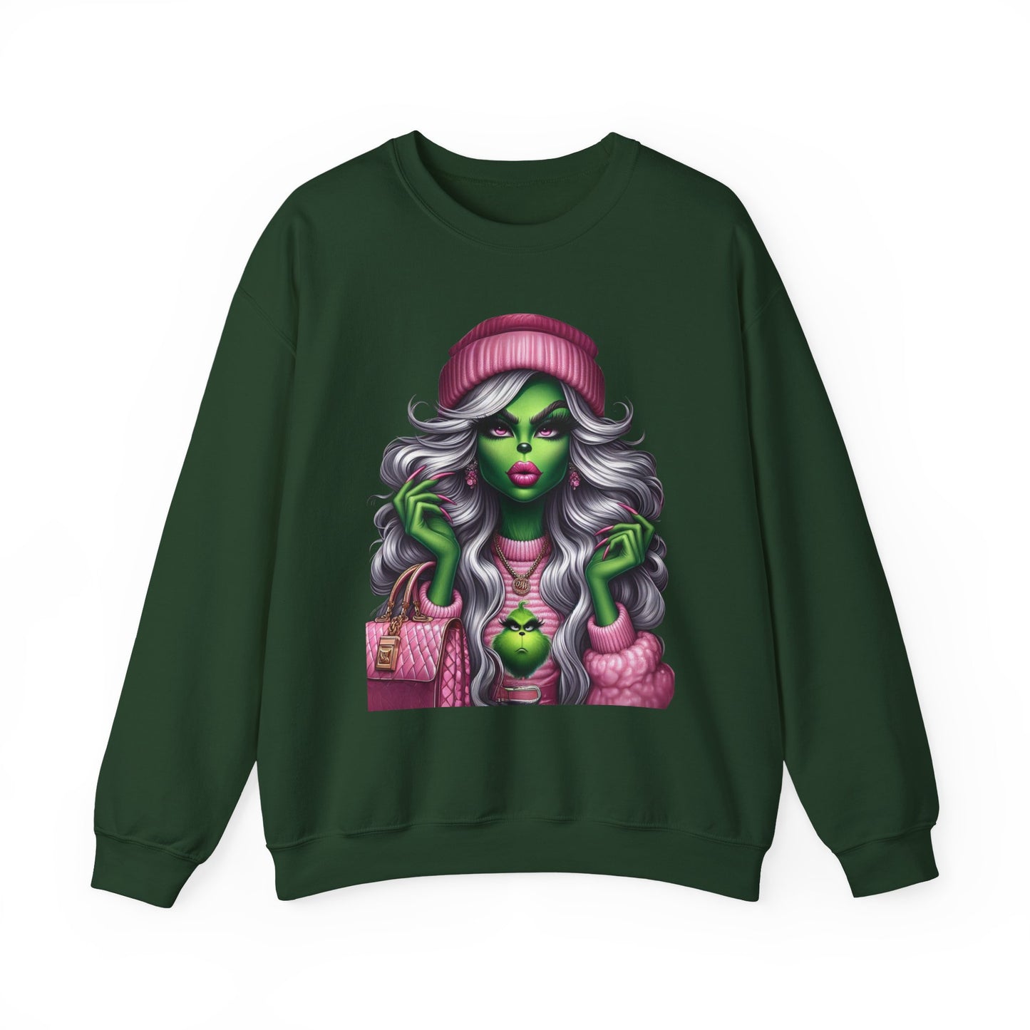Witchy Glam Crewneck Sweatshirt – Green Glamour Girl Design