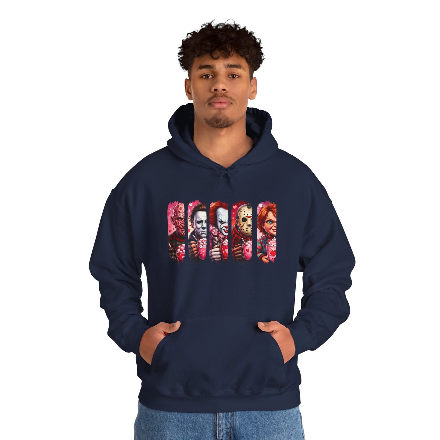 Horror Icons Hoodie — Stylized Slashed Portraits Graphic Sweatshirt