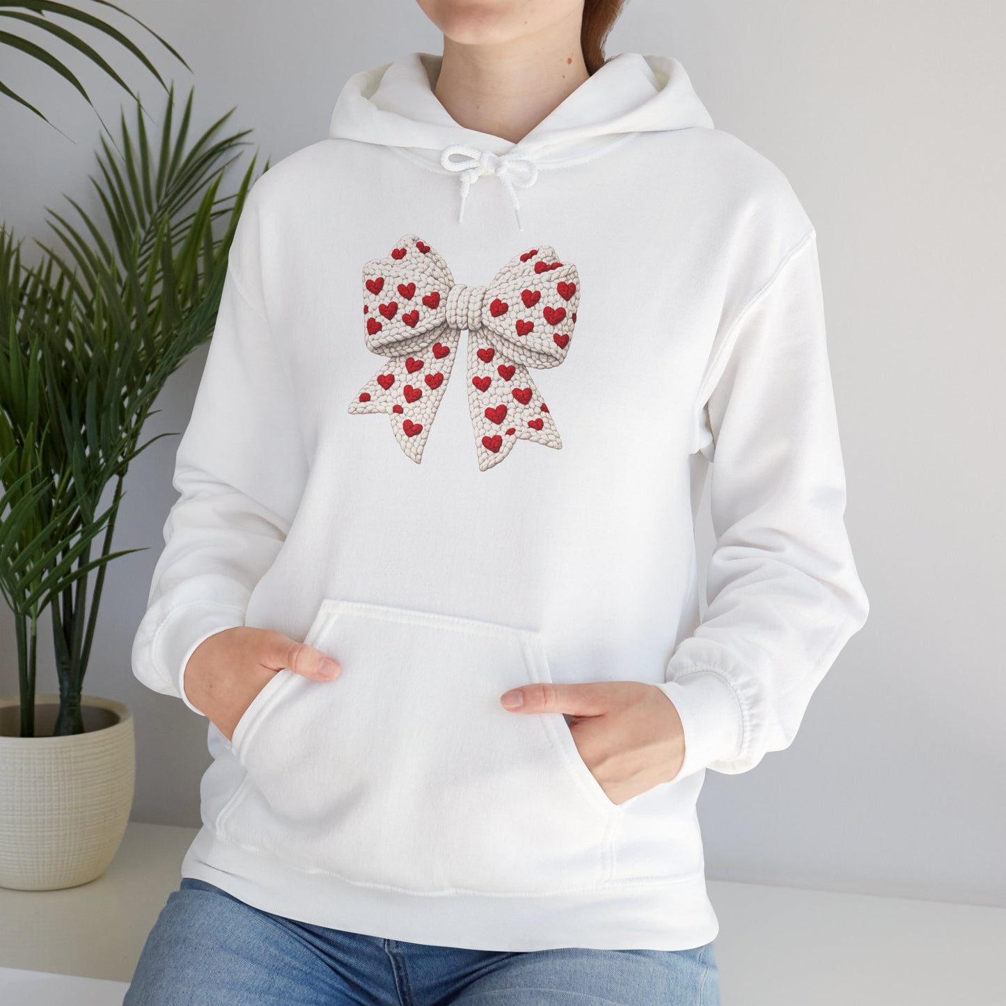 Valentine Heart Bow Hoodie — Cute Red Heart Ribbon Pullover