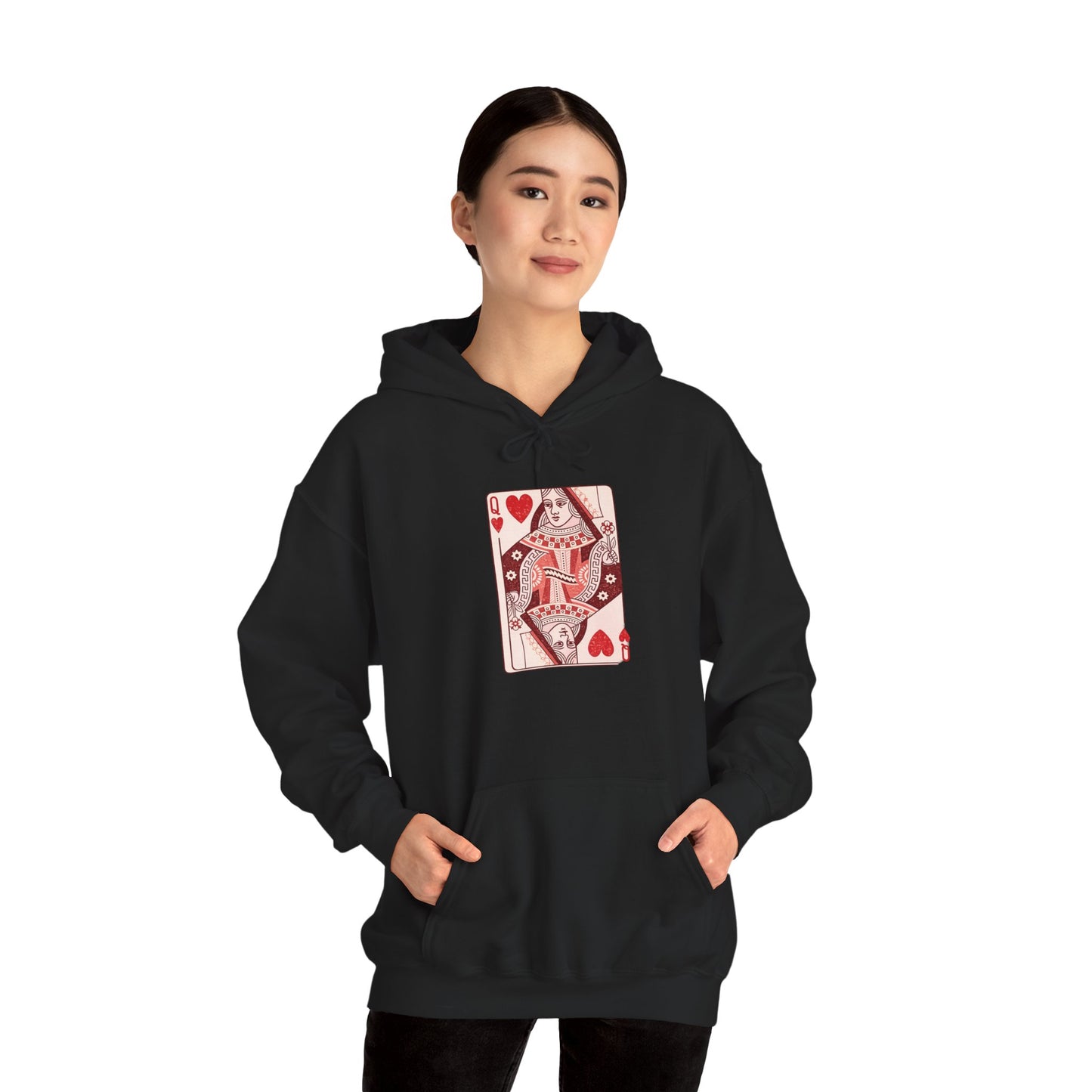 Queen of Hearts Hoodie – Vintage Playing Card Graphic Sweatshirt