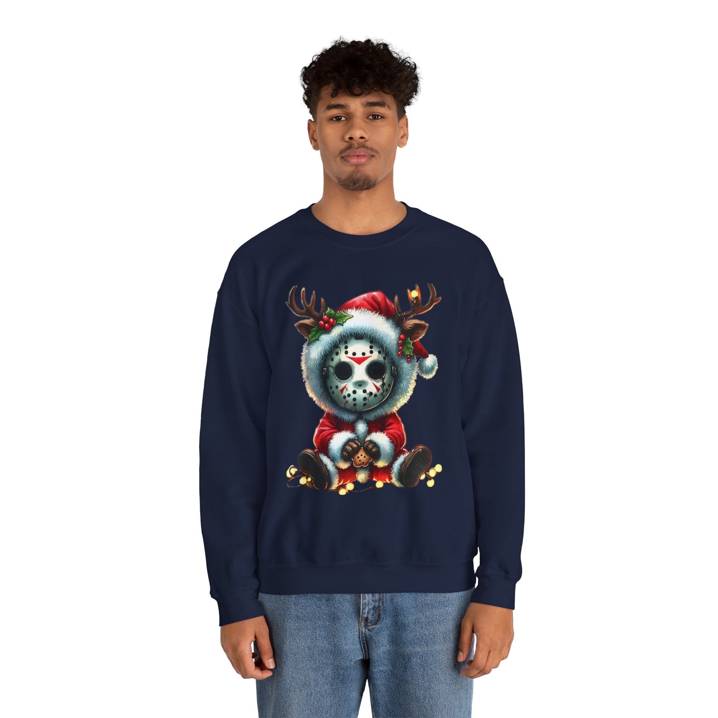 Christmas Jason Mask Sweatshirt — Cute Horror Holiday Crewneck
